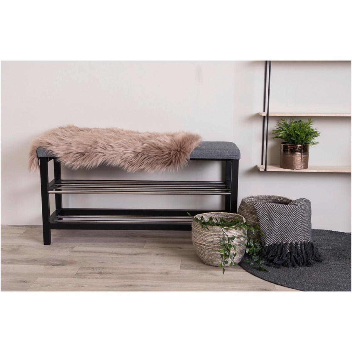 Schuhbank Padova Schwarz - Schwarz/Grau, Design, Holz/Textil (100/50/34cm) - MID.YOU