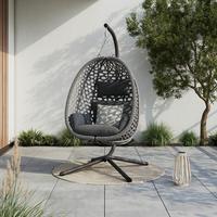 Függőfotel Amy - natúr színű/sötétszürke, Modern, műanyag/textil (95/196/103cm)