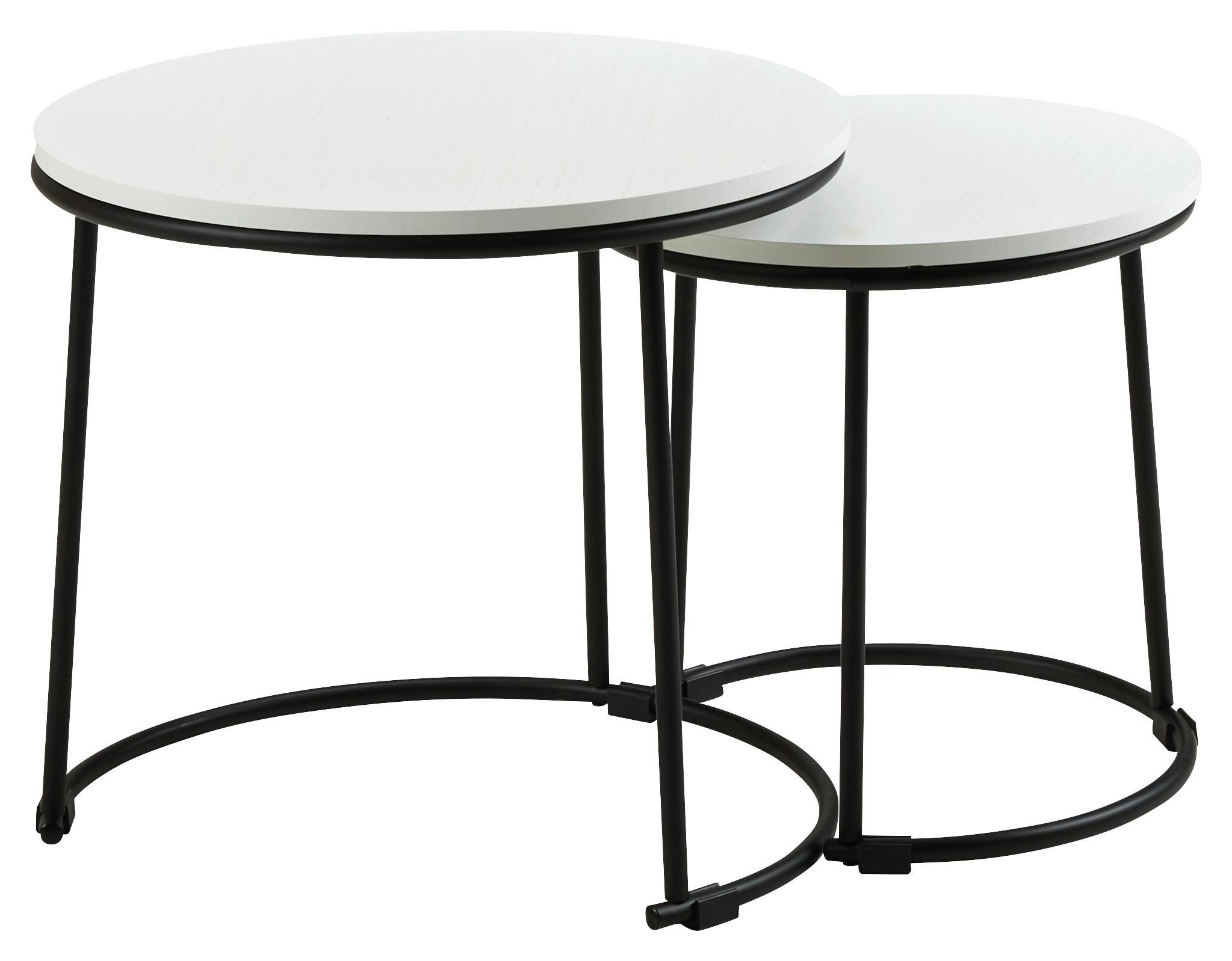 Beistelltisch-Set in Weiss, 2-teilig - Weiss/Schwarz, Modern, Holzwerkstoff/Metall (35-43/34-39cm) - Mömax
