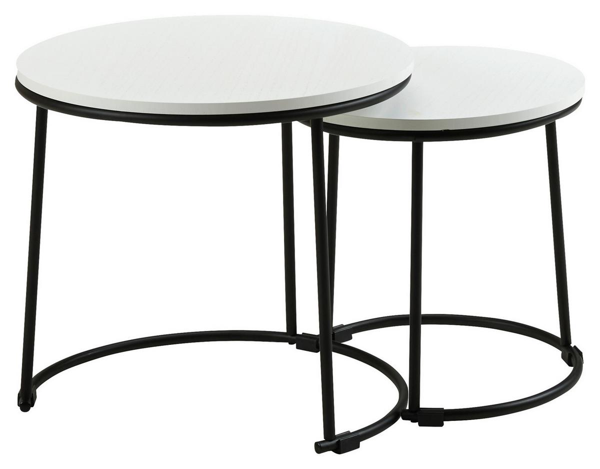 Beistelltischset in Weiß, 2-teilig - Schwarz/Weiß, MODERN, Holzwerkstoff/Metall (35-43/34-39cm) - Mömax