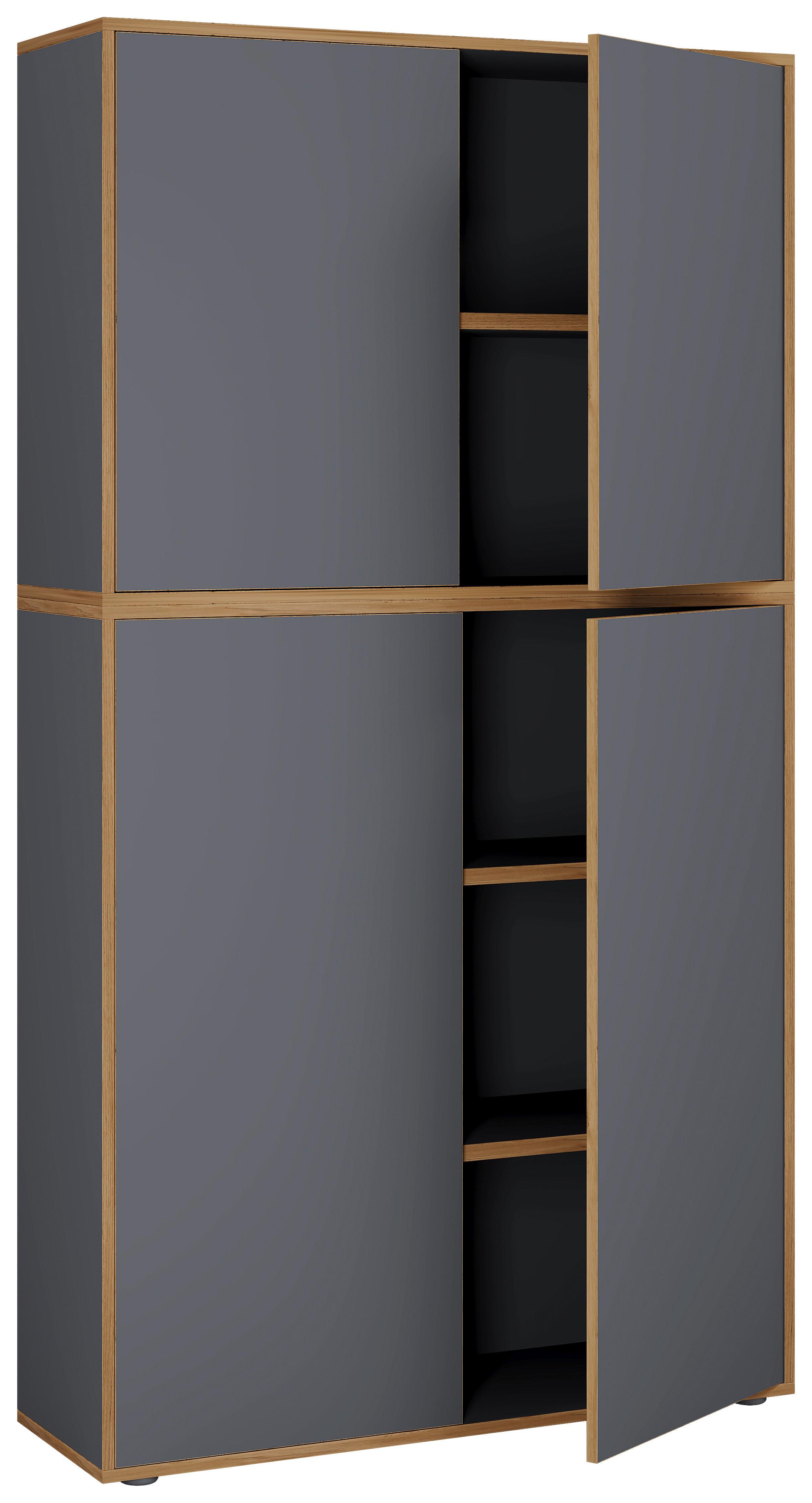 Aktenschrank Salia B100 - Honigeiche/Anthrazit, Design, Holzwerkstoff (100/183/33cm) - P & B