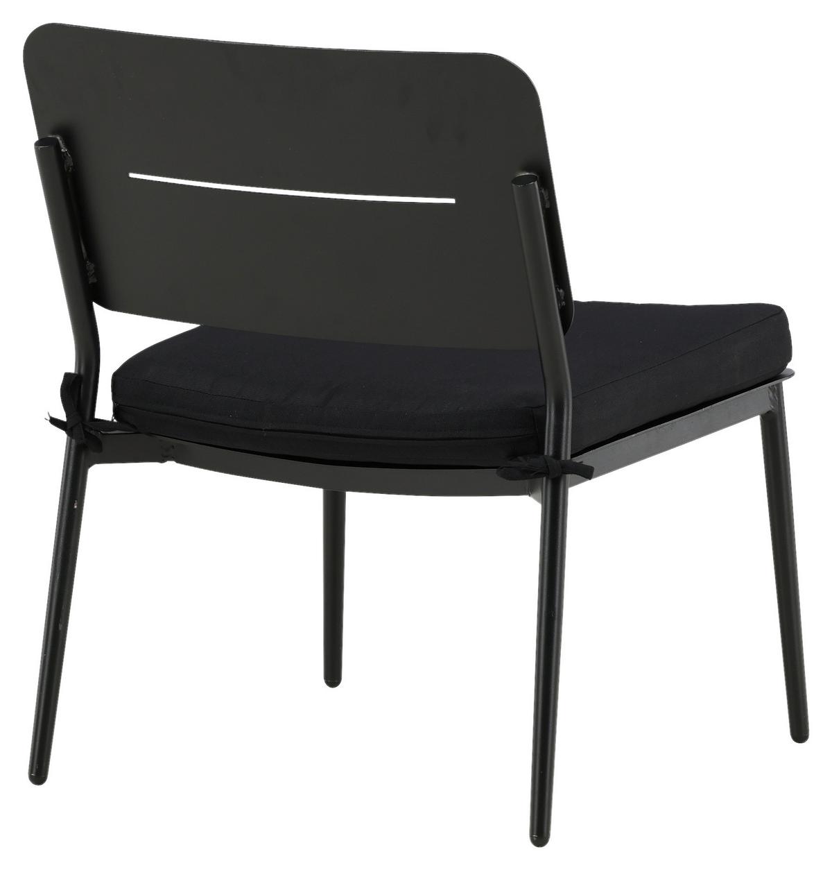 Loungesessel-2er Set Lina ca. 55x73x59 cm Schwarz - Schwarz, KONVENTIONELL, Textil/Metall (55/73/59cm) - Gardenson
