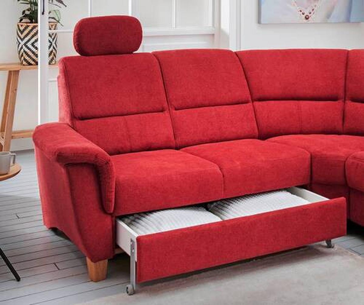 Ecksofa Parole Rot Struktur + USB-Anschluss - Wildeiche/Rot, KONVENTIONELL, Holz/Textil (238/241cm) - Livetastic