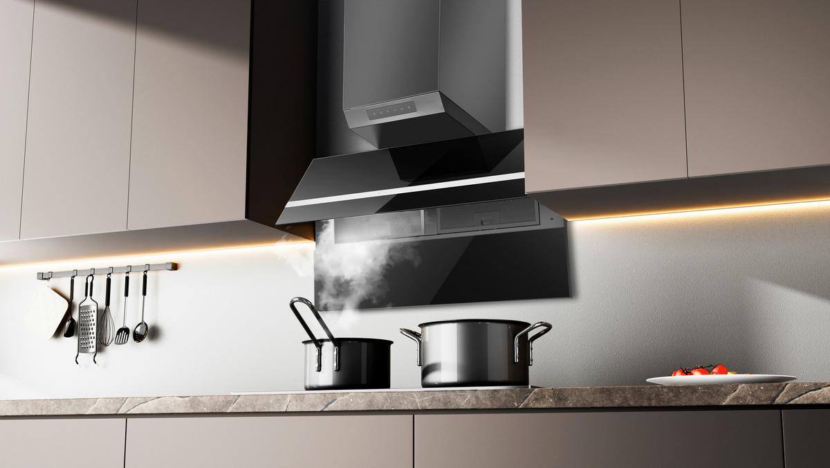 Dunstabzugshaube WS49-90B Schwarz - Schwarz, Basics, Glas/Metall - PKM