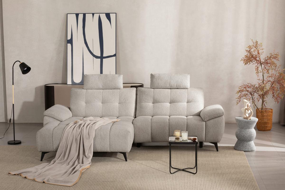 Wohnlandschaft Venice Weiß - Schwarz/Weiß, MODERN, Holz/Textil (156/268cm) - Premium Living
