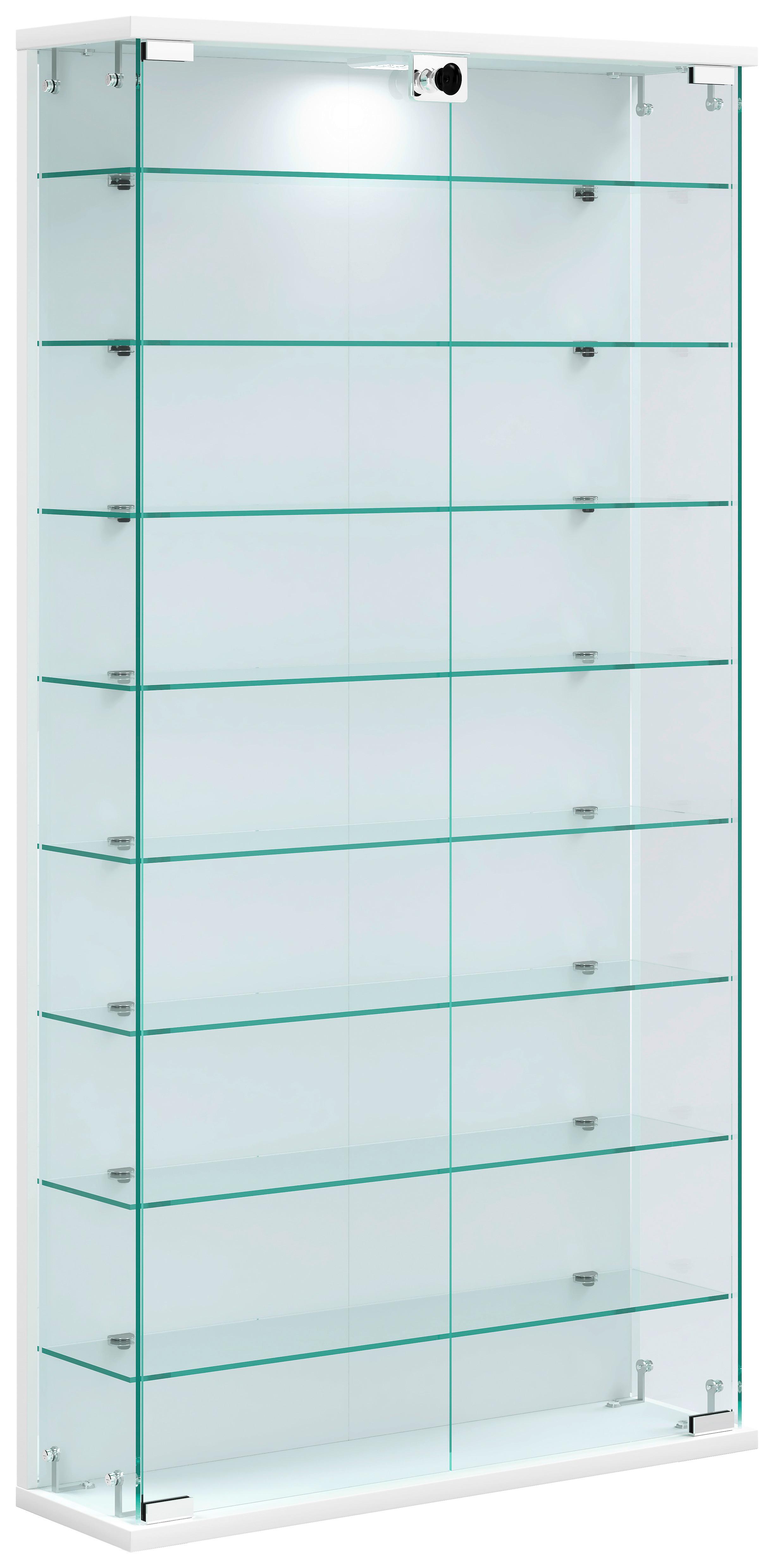 Vitrine Relas L - Weiss/Transparent, Design, Glas/Holzwerkstoff (59/114/17cm) - MID.YOU