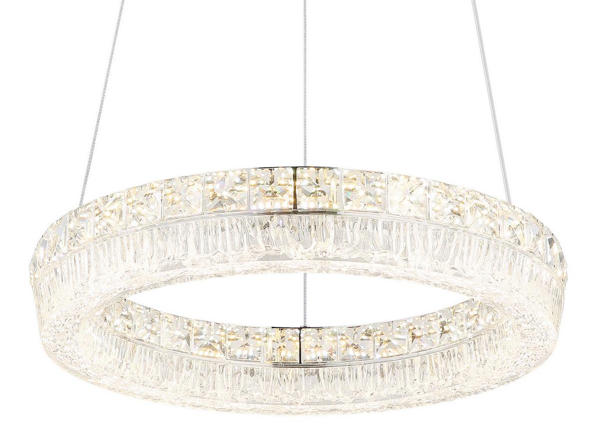 Led Viseća Svjetiljka Laurel - prozirno/boje kroma, Konvencionalno, staklo/metal (40/120cm) - Globo