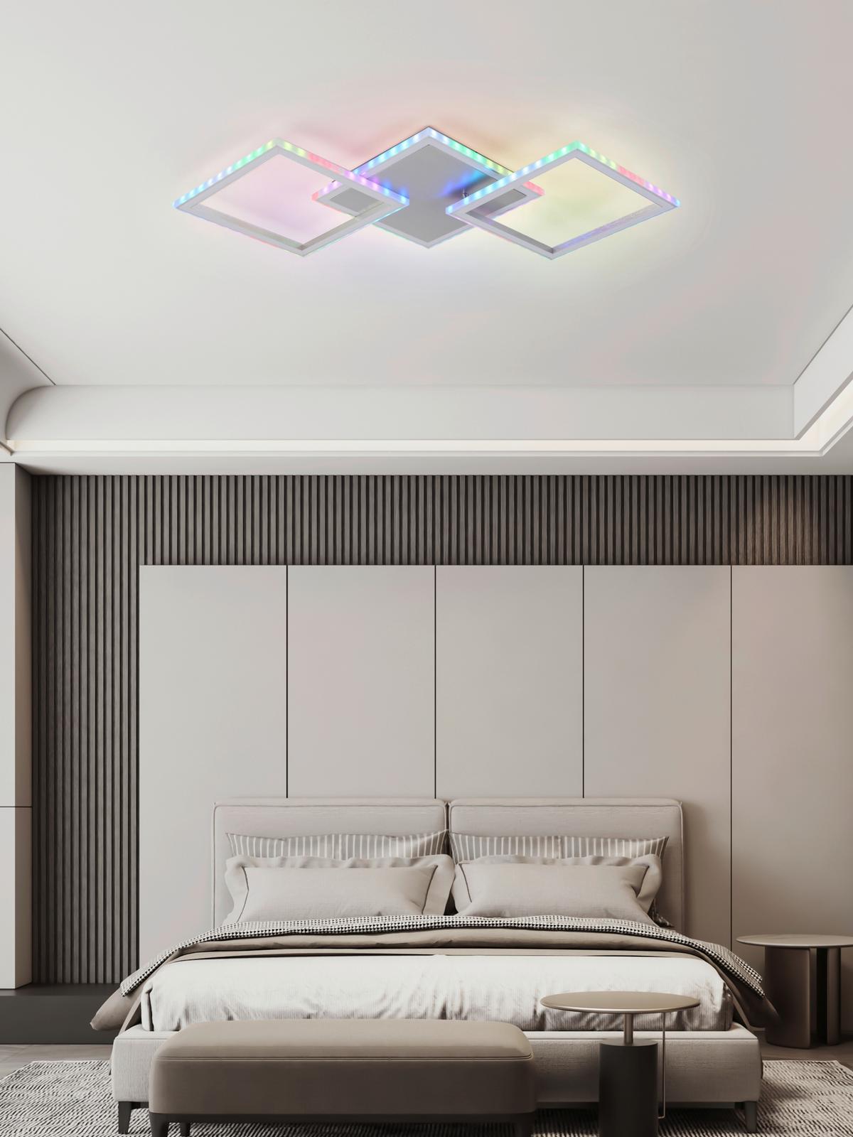 Led Mennyezeti Lámpa Qinton - alumíniumszínű, Romantik / Landhaus, műanyag/fém (95/44/7,3cm) - Premium Living