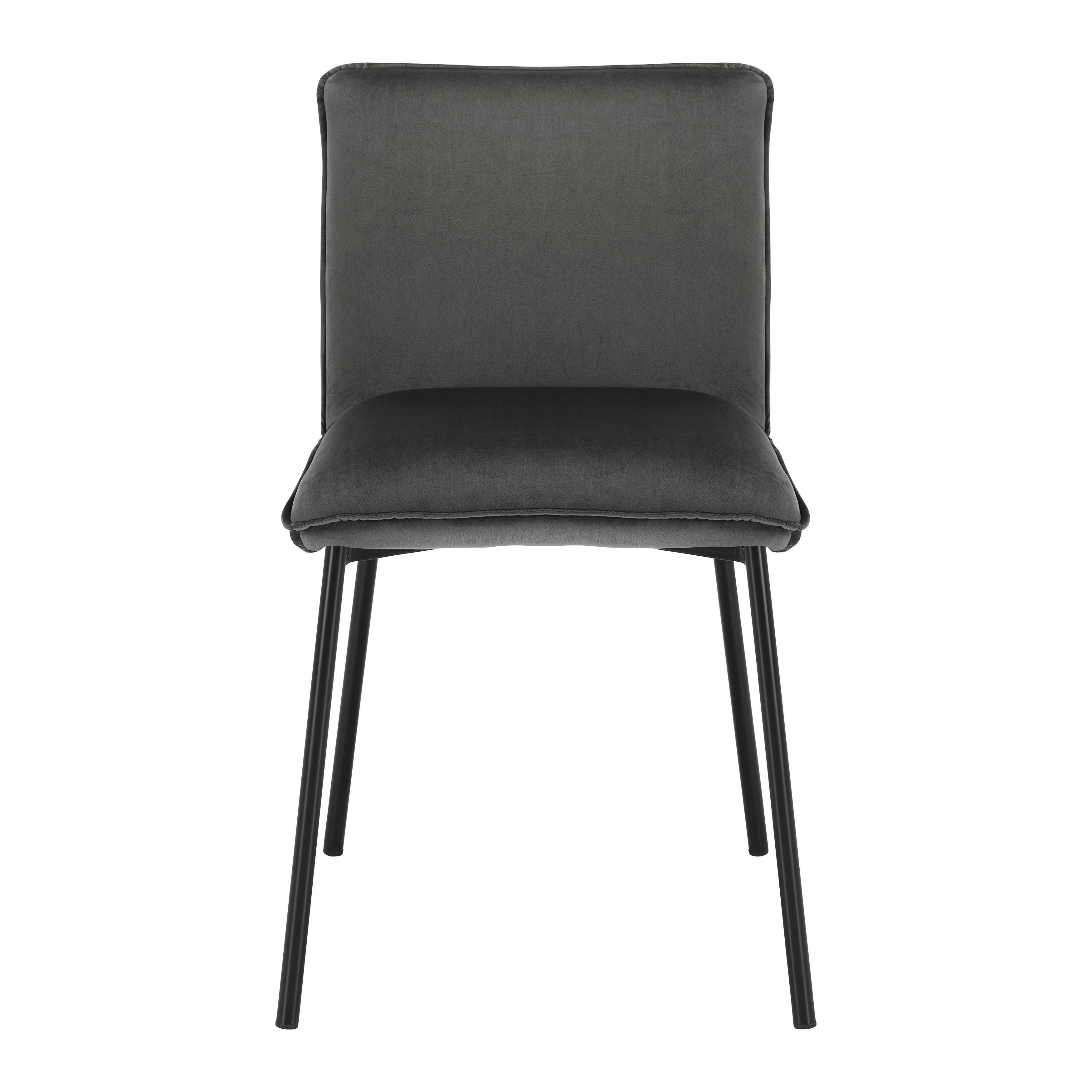 Stuhl "Darla", Veloursbezug, dunkelgrau, Gepolstert - Dunkelgrau/Schwarz, MODERN, Holz/Textil (49/81/55cm) - Bessagi Home