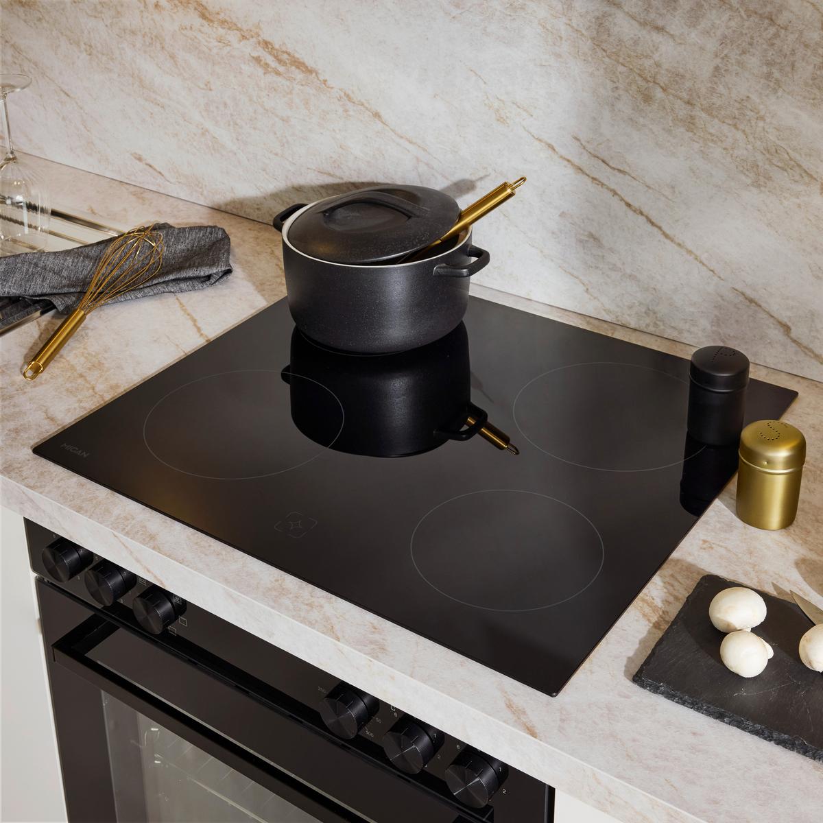 Küchenblock IP1200 o. Geräte Weiß/Eiche - Eichefarben/Schwarz, MODERN, Holzwerkstoff/Metall (310cm) - Impuls