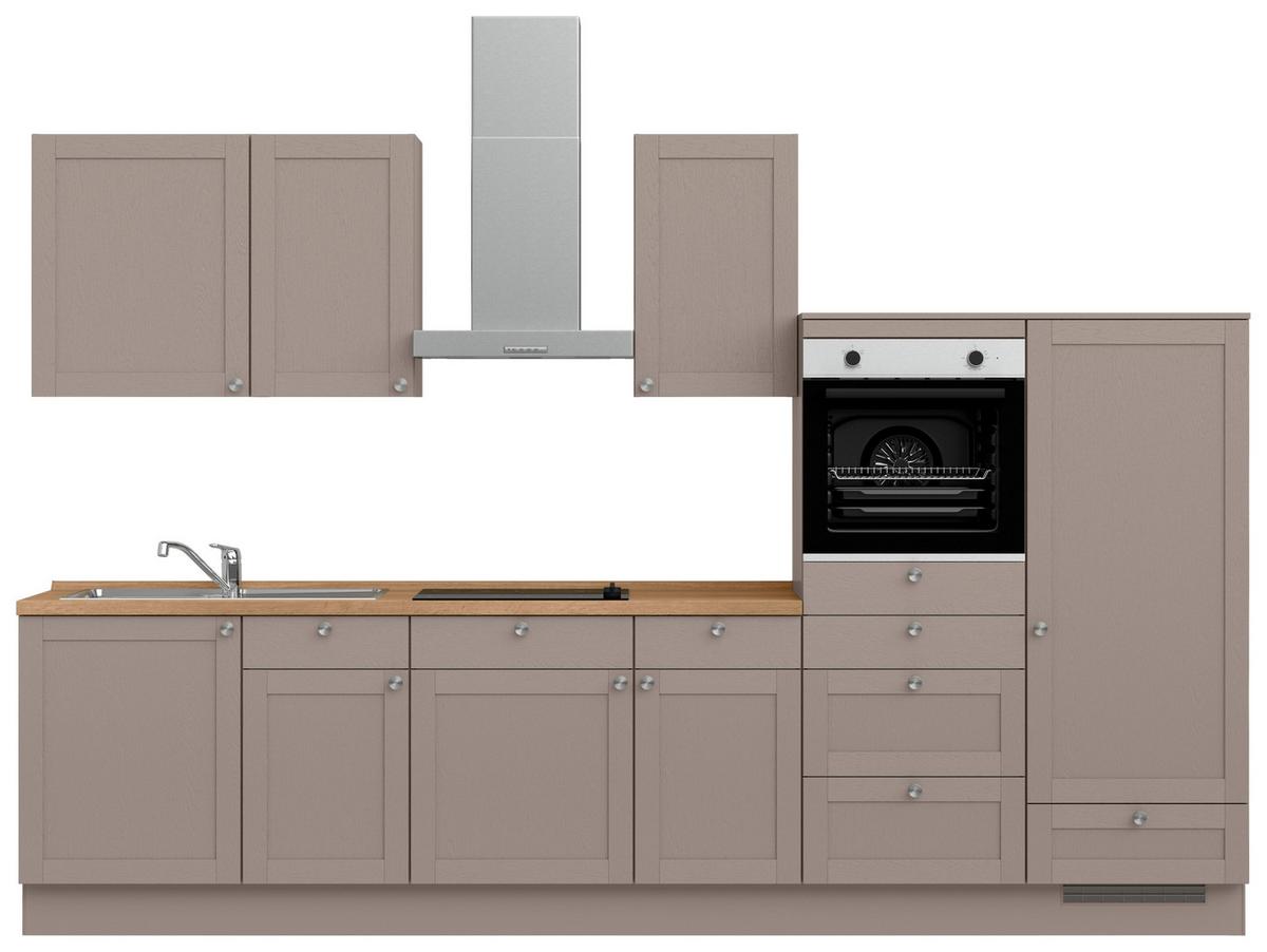 Küchenleerblock Frame Low o. Geräte Beigebraun - Edelstahlfarben/Eichefarben, MODERN, Holzwerkstoff/Metall (330cm) - Nobilia
