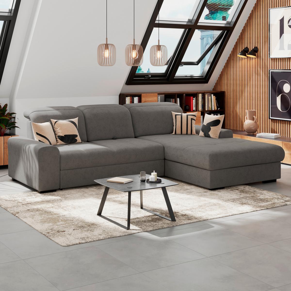 Kutna Garnitura Malaga - crna/antracit, Konvencionalno, tekstil/drvo (286/203cm) - Ondega