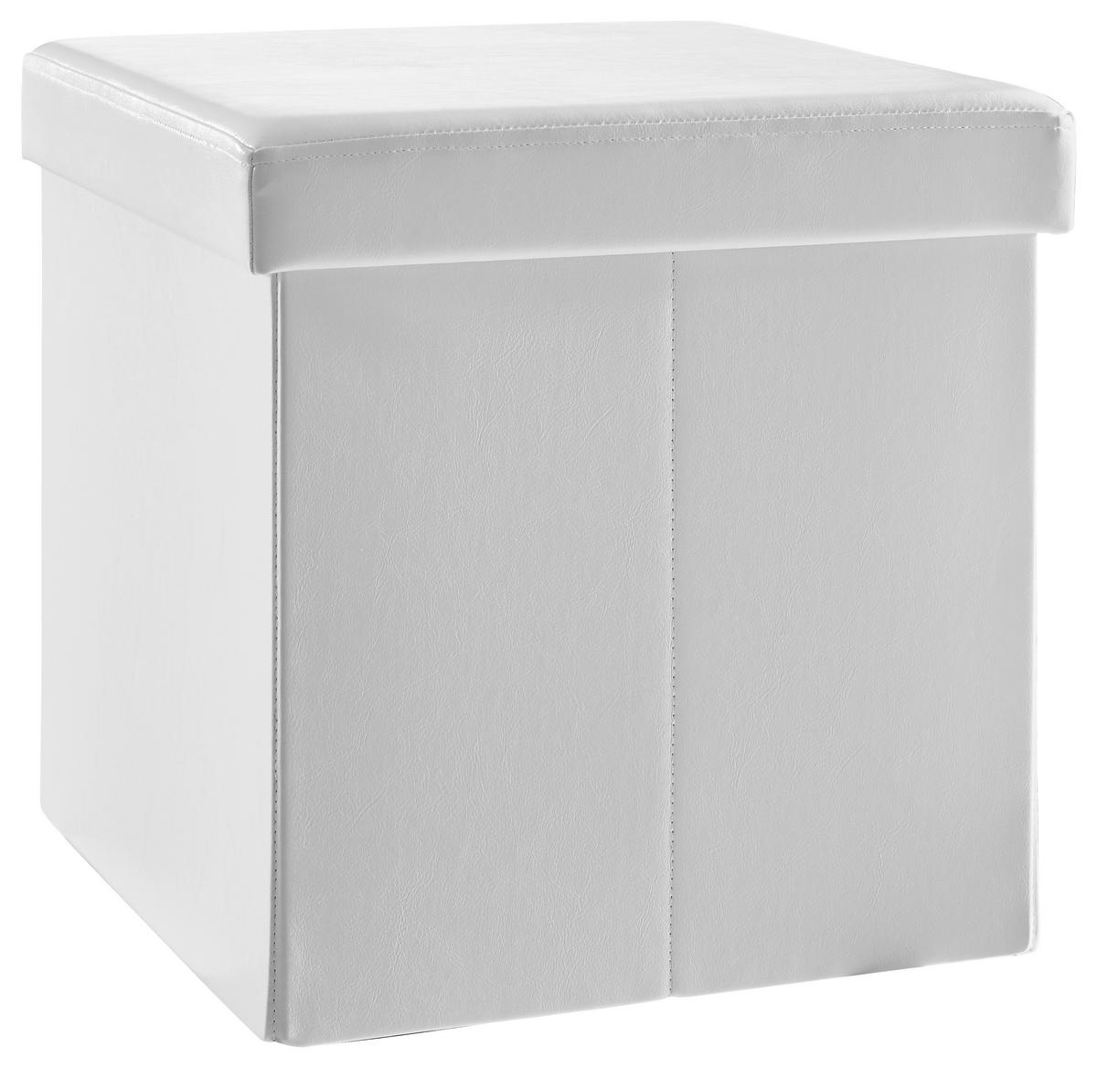 PUF Z FUNKCJĄ SCHOWKA LUPO - biały, Design, materiał drewnopochodny/tkanina (38/38/38cm) - Carryhome