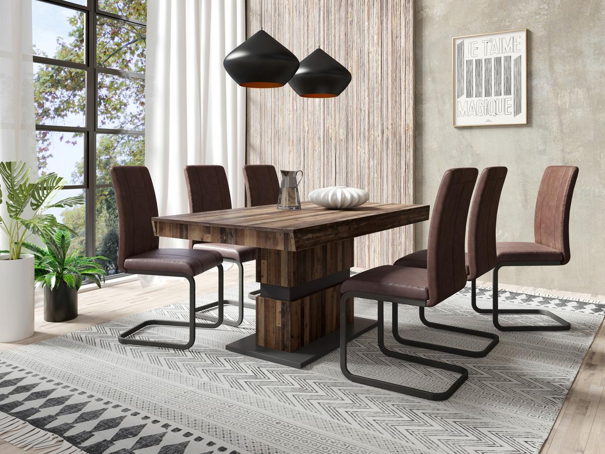 Esstisch ''Matthew'', Anthrazit/Alteiche - Alteiche/Anthrazit, KONVENTIONELL, Holzwerkstoff (140/90/75cm) - MID.YOU