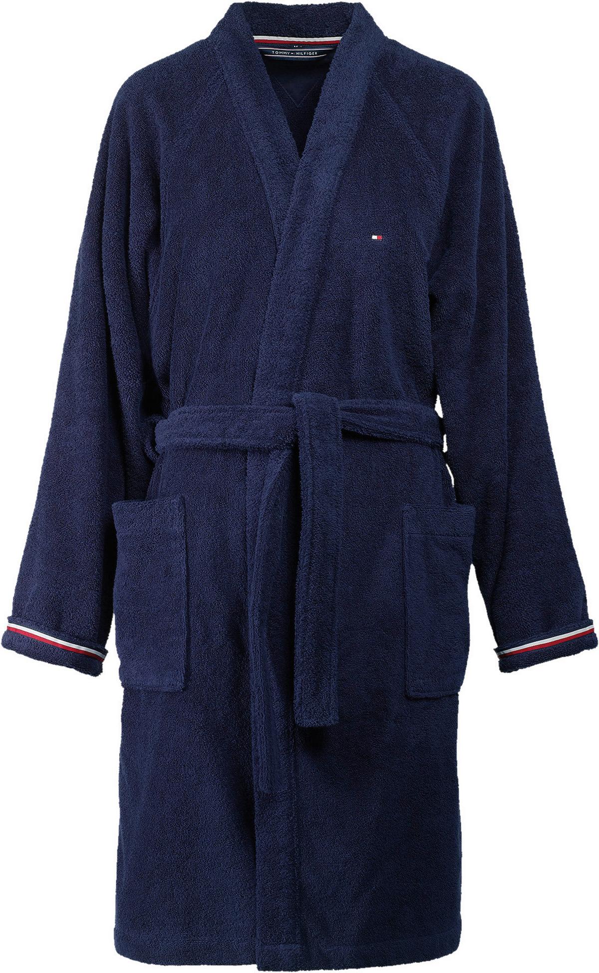 SZLAFROK KĄPIELOWY TH PLAIN - ciemnoniebieski, Basics, tkanina (Snull) - Tommy Hilfiger