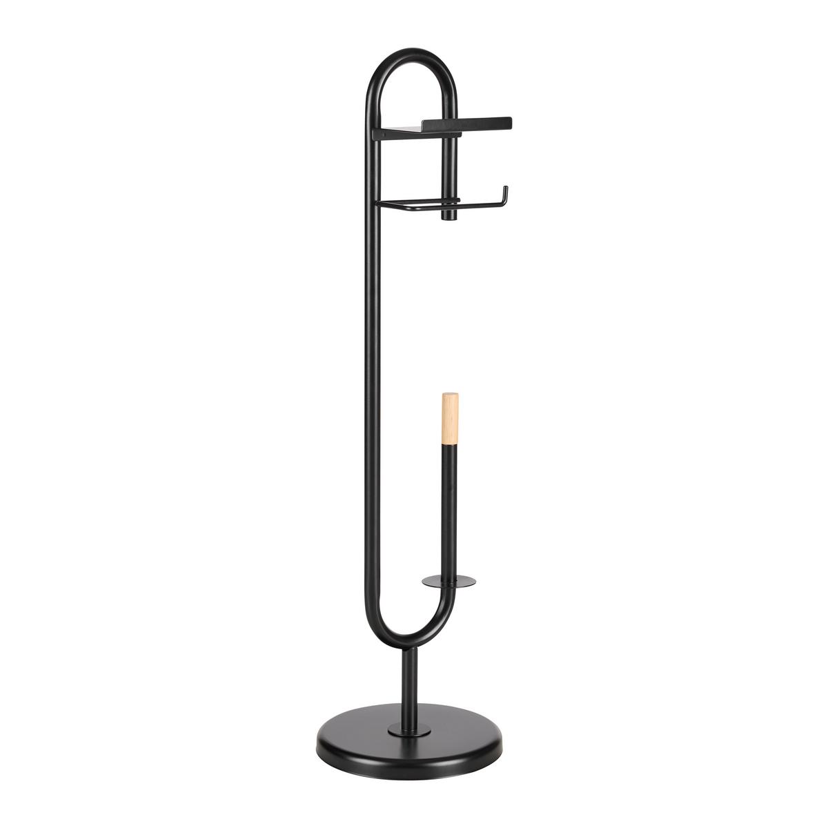 Toilettenpapierhalter Elvis Schwarz/Naturfarben - Schwarz/Naturfarben, MODERN, Holz/Metall (22/82/22cm) - Mömax