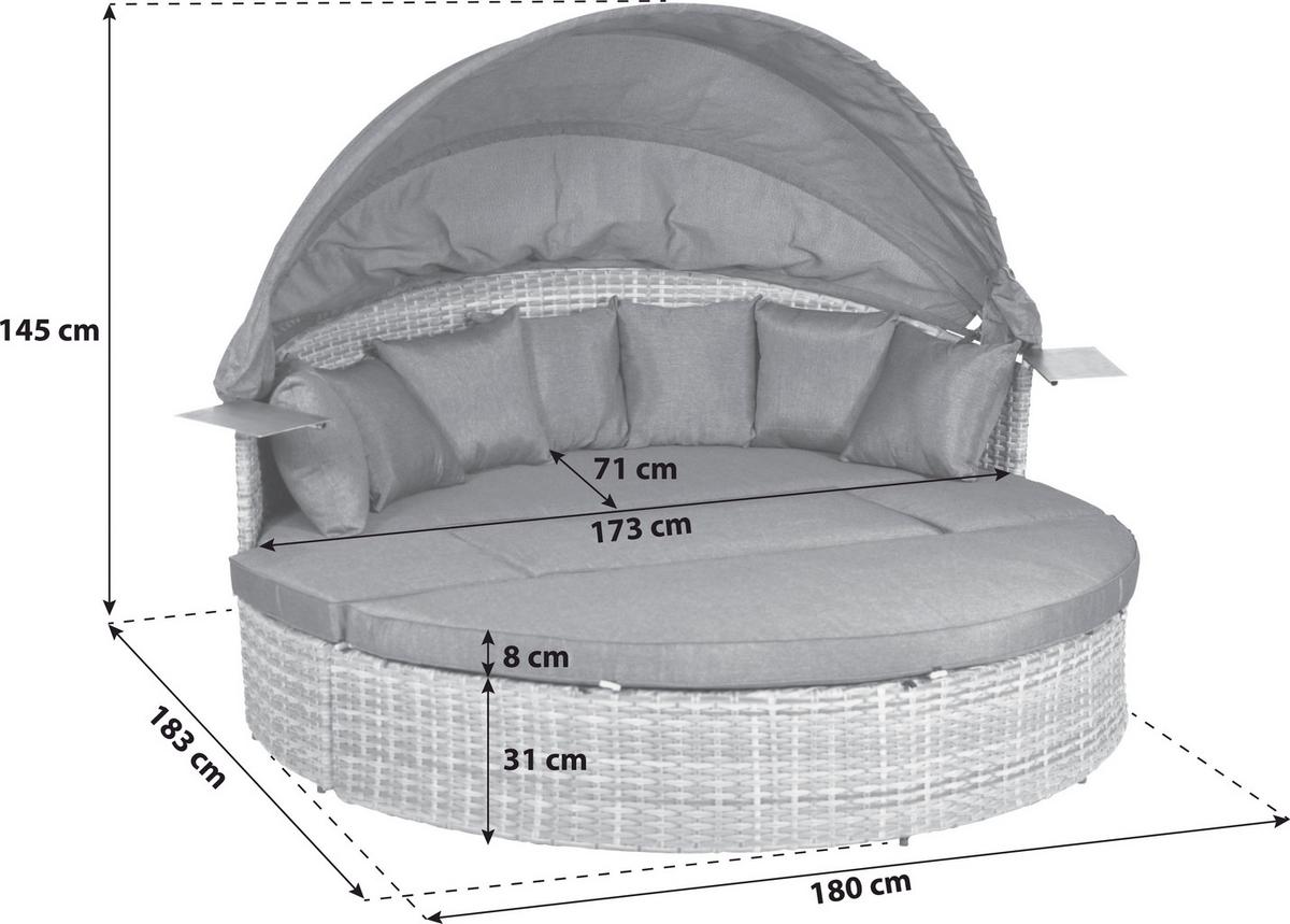 Gartenmuschel Riva in Naturfarben - Naturfarben/Grau, MODERN, Kunststoff/Metall (180/145/183cm) - Gardenson