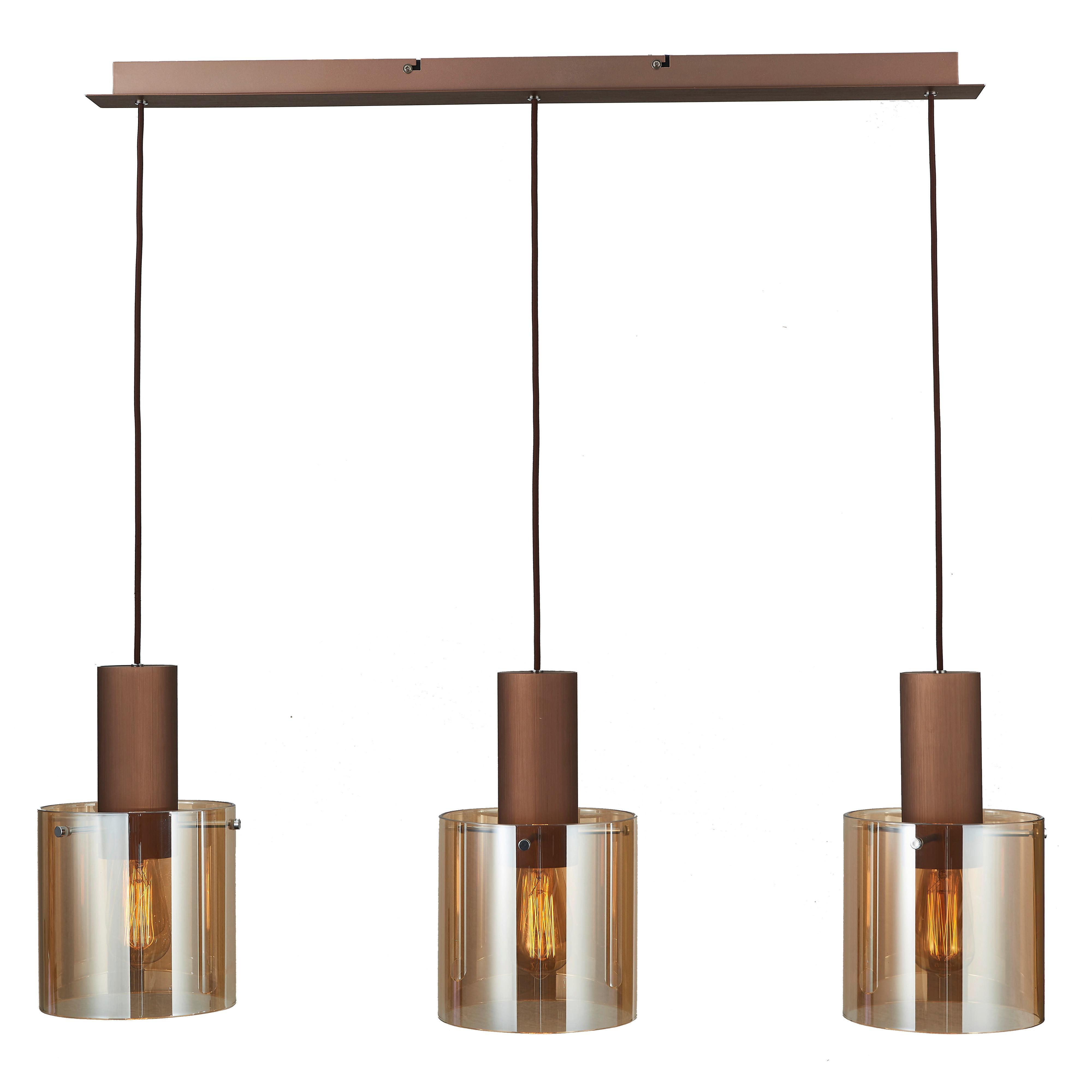 LAMPA WISZĄCA 99185A10 ALESUND AMBER - kolor bursztynowy, Design, metal/szkło (90/20/120cm) - Dieter Knoll