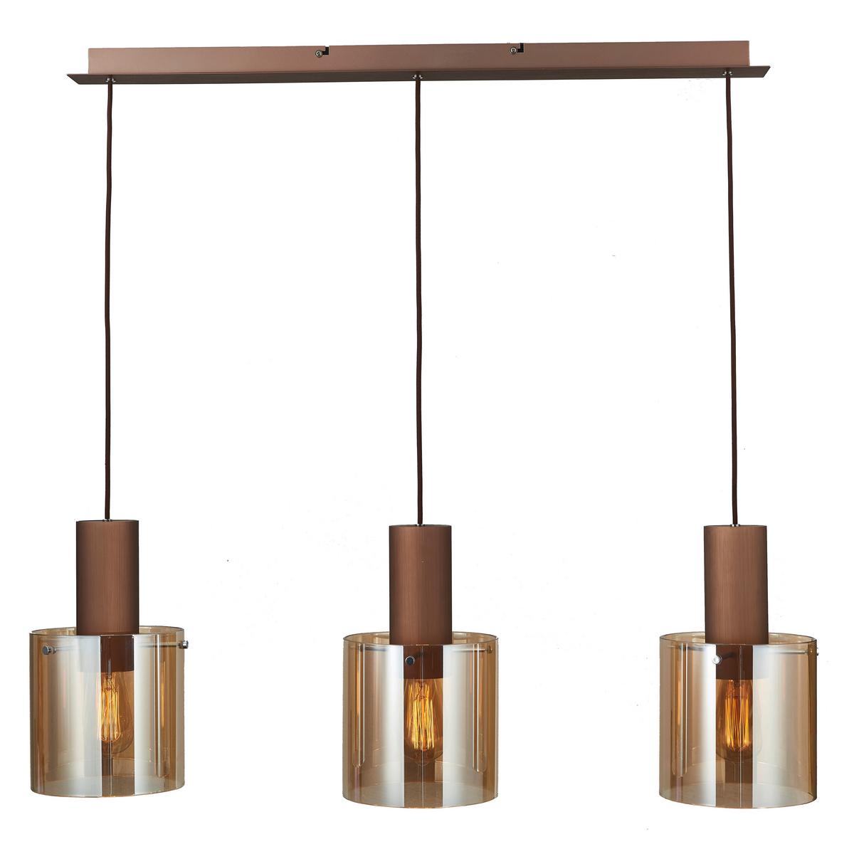 LAMPA WISZĄCA 99185A10 ALESUND AMBER - kolor bursztynowy, Design, metal/szkło (90/20/120cm) - Dieter Knoll