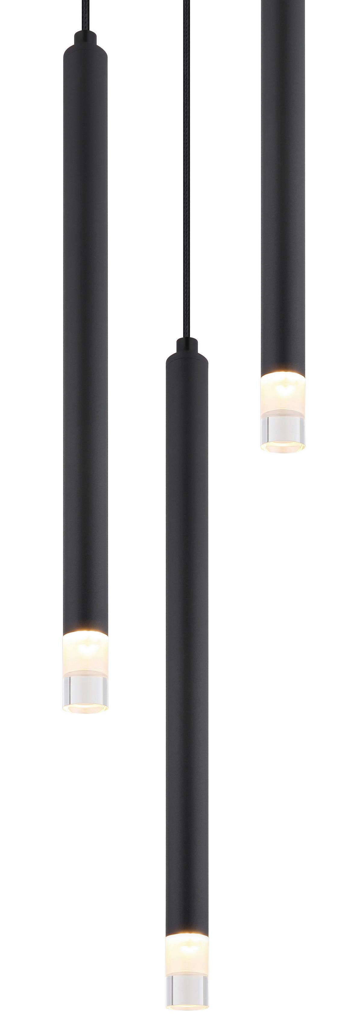 Hängeleuchte Blake Schwarz max. 4 Watt - Klar/Schwarz, Basics, Kunststoff/Textil (24/120cm) - Globo