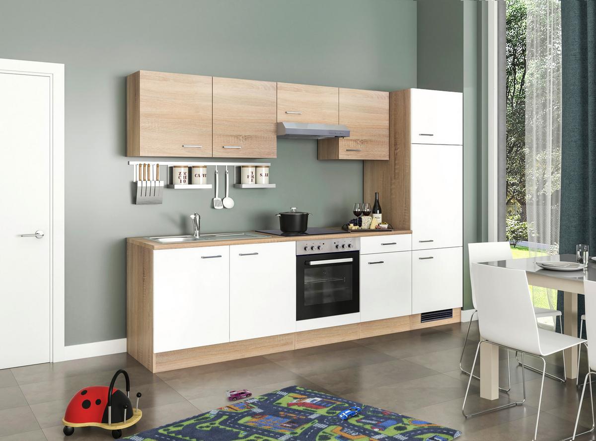 Moderen Kuhinjski Blok Z Aparati Samoa, Bela, Hrast - bela/barve aluminija, Konvencionalno, umetna masa/leseni material (270/200/60cm) - FlexWell