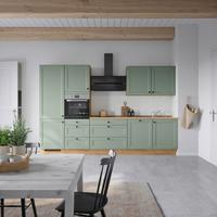 Küchenblock Cascada High m. Geräten Schilfgrün - Schilfgrün/Eichefarben, MODERN, Holzwerkstoff/Metall (330cm) - Nobilia