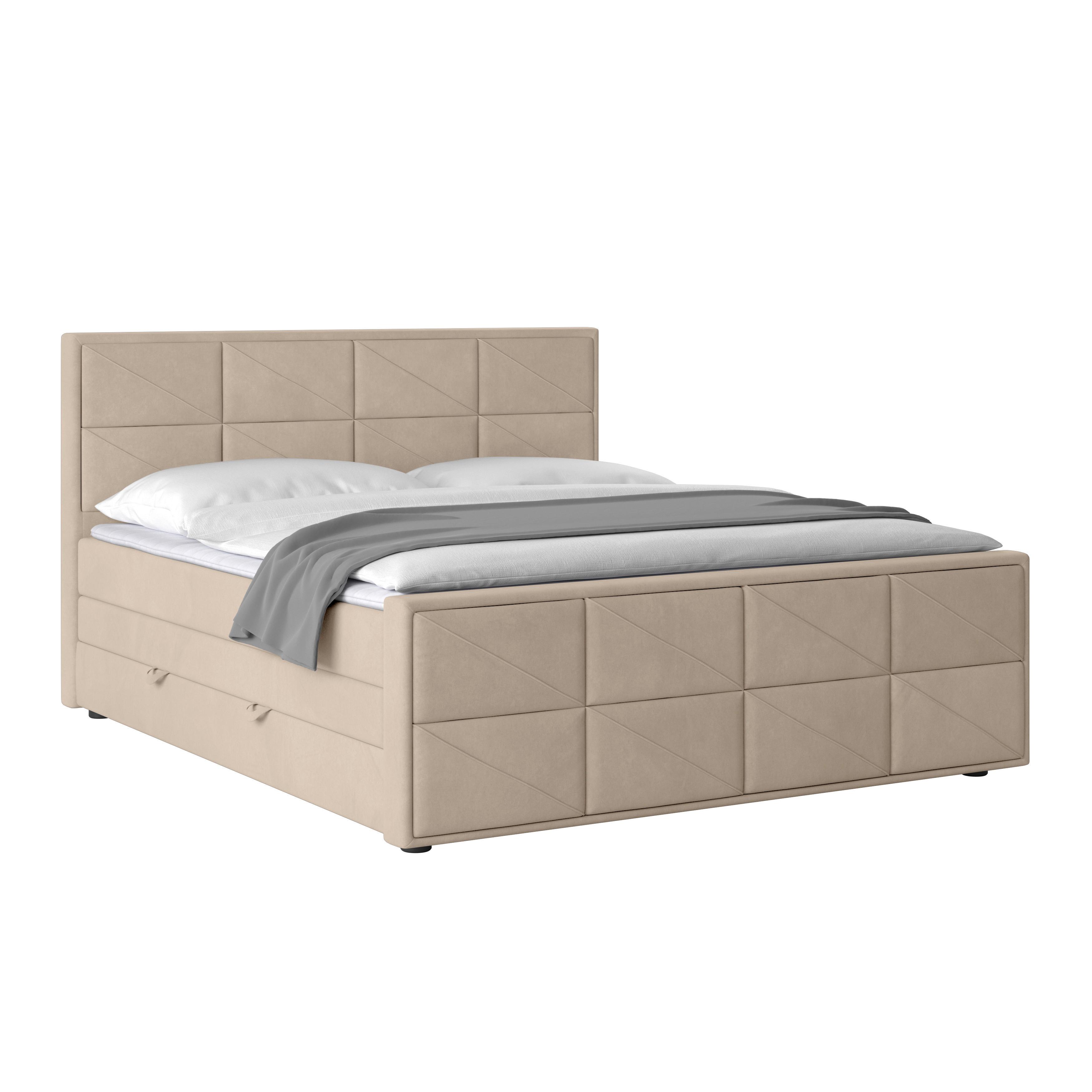 Boxspringbett Helsinki ca. 180x200 cm Beige - Beige, MODERN, Holz/Kunststoff (180/200cm) - MID.YOU