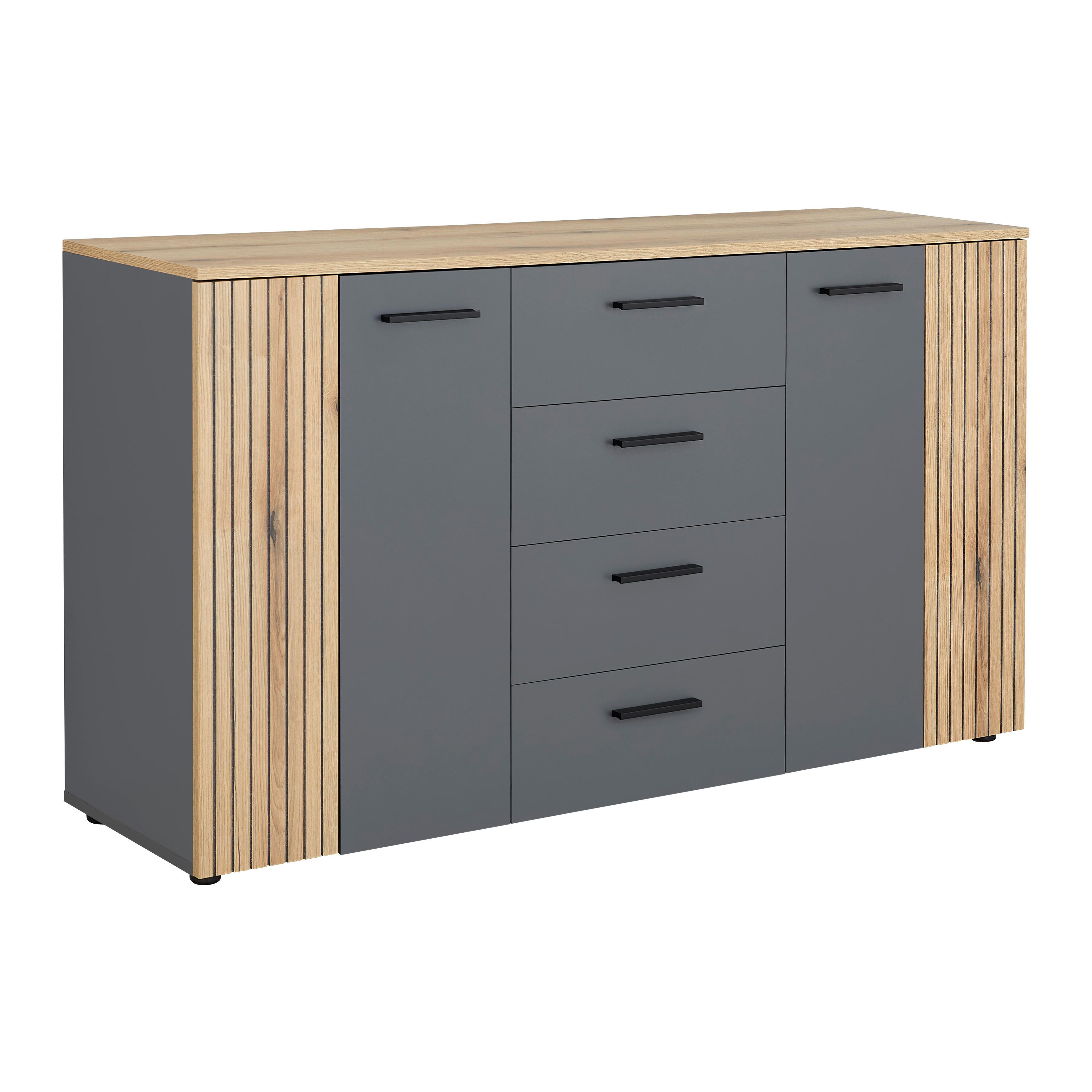BYRÅ CADIX -EXKLUSIV- - svart/antracit, Klassisk, trämaterial/plast (150/83/42cm) - Mömax