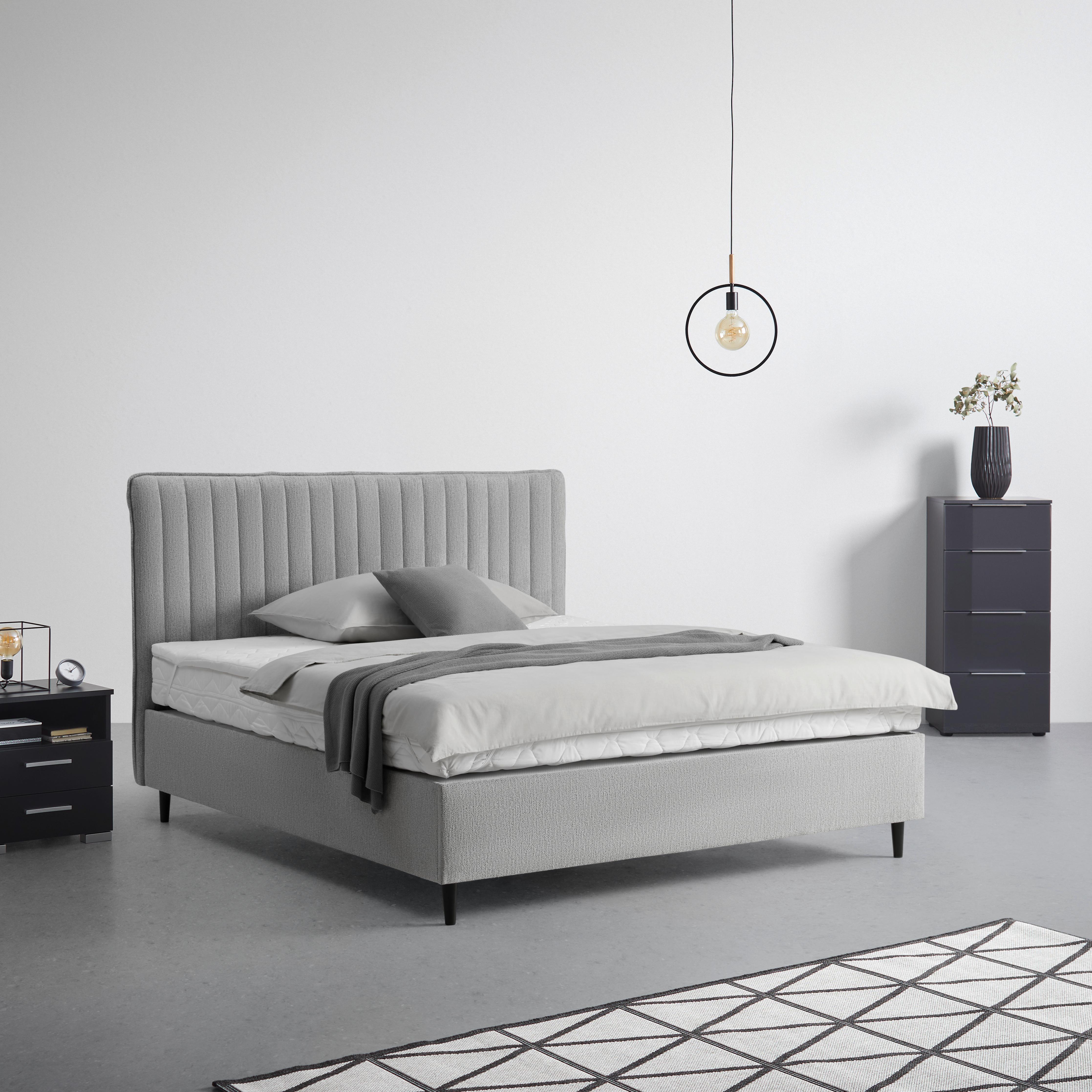 Boxbett Nemo Grau ca. 180x200cm - Schwarz/Naturfarben, KONVENTIONELL, Holz/Holzwerkstoff (180/200cm) - Mömax