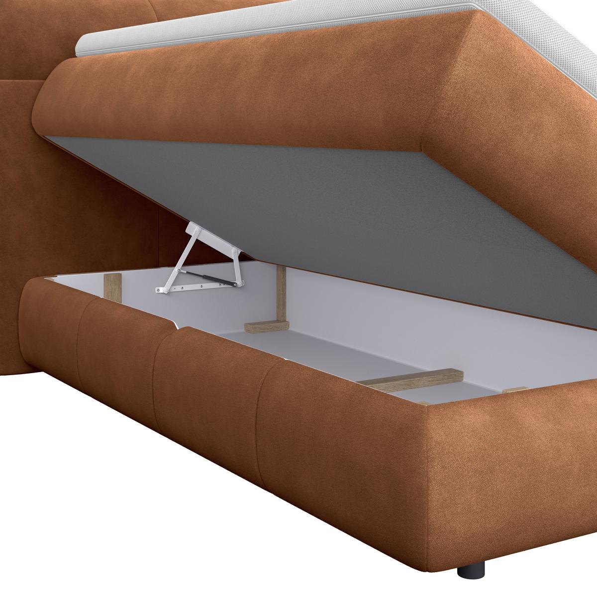 Boxspring Krevet Carmelo - bakrene boje/crna, Trend, tekstil/plastika (180/200cm) - Premium Living