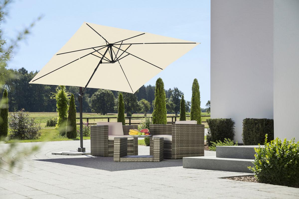 Ampelschirm Rhodos Junior ca.338x239x270cm Naturfarben - Anthrazit/Naturfarben, Basics, Textil/Metall (338/239/270cm) - Schneider