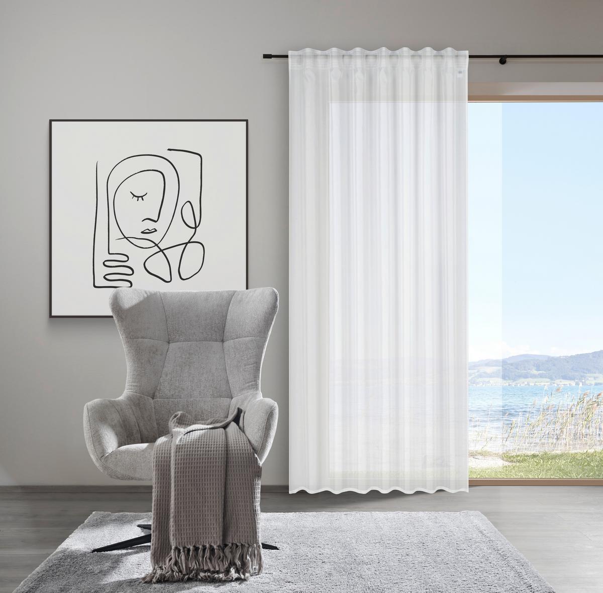 Kombivorhang Leo in Transparent, 2 Stk. - Naturfarben, KONVENTIONELL, Textil (140/255cm) - Premium Living