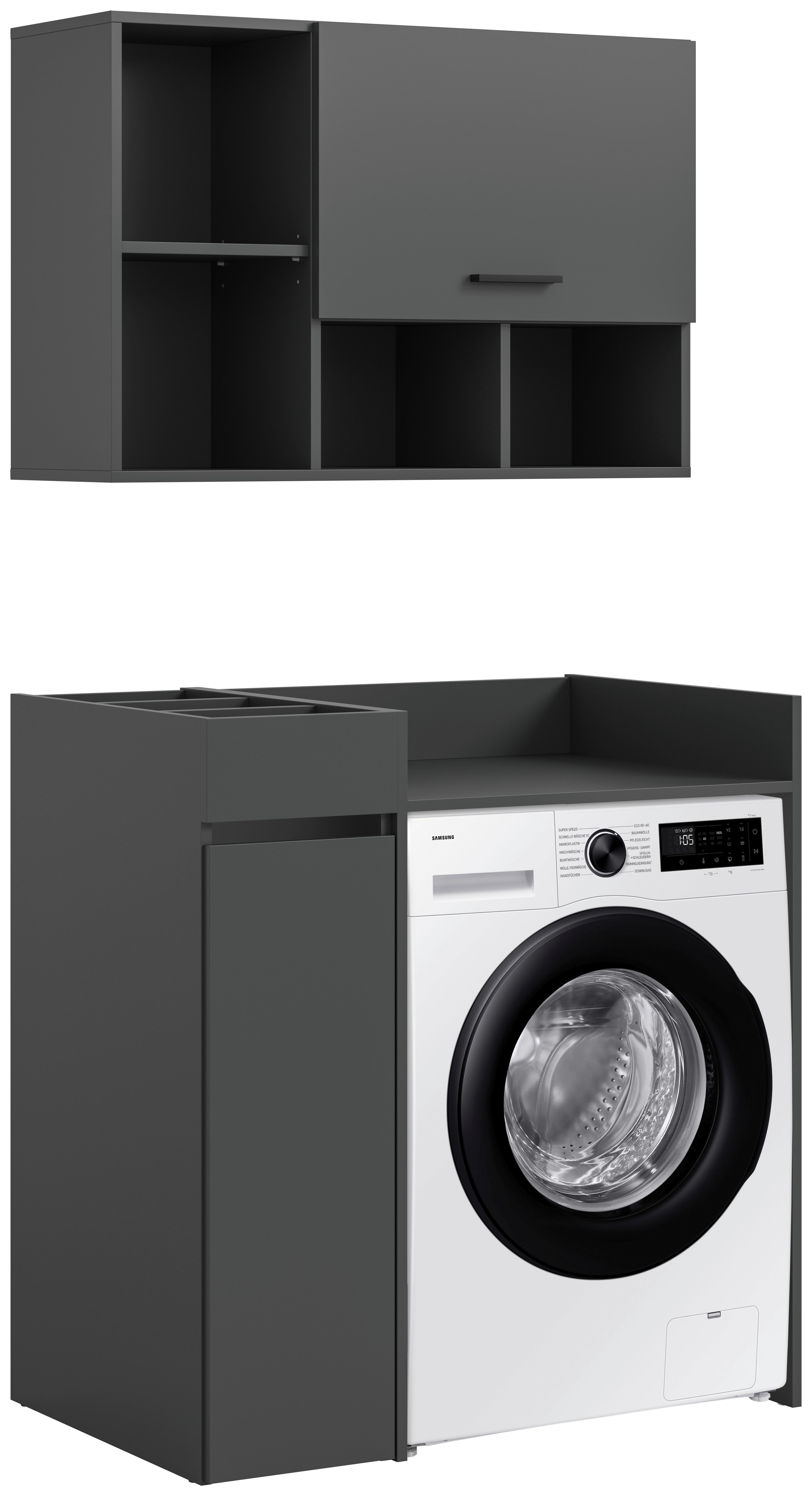 Waschmaschinenschrank Free Anthrazit - Anthrazit/Schwarz, Basics, Holzwerkstoff/Kunststoff (95/195/60cm) - MID.YOU