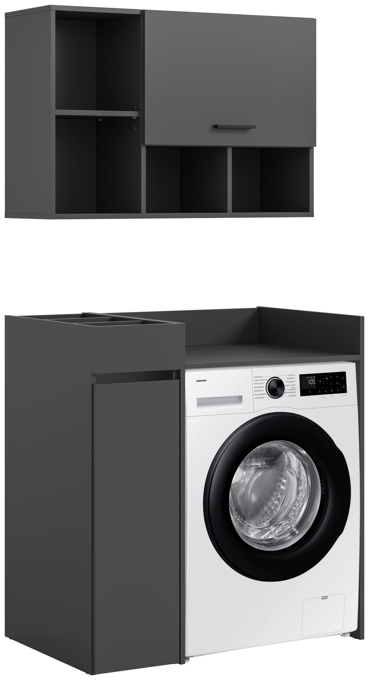 Waschmaschinenschrank Free Anthrazit - Anthrazit/Schwarz, Basics, Holzwerkstoff/Kunststoff (95/195/60cm) - MID.YOU