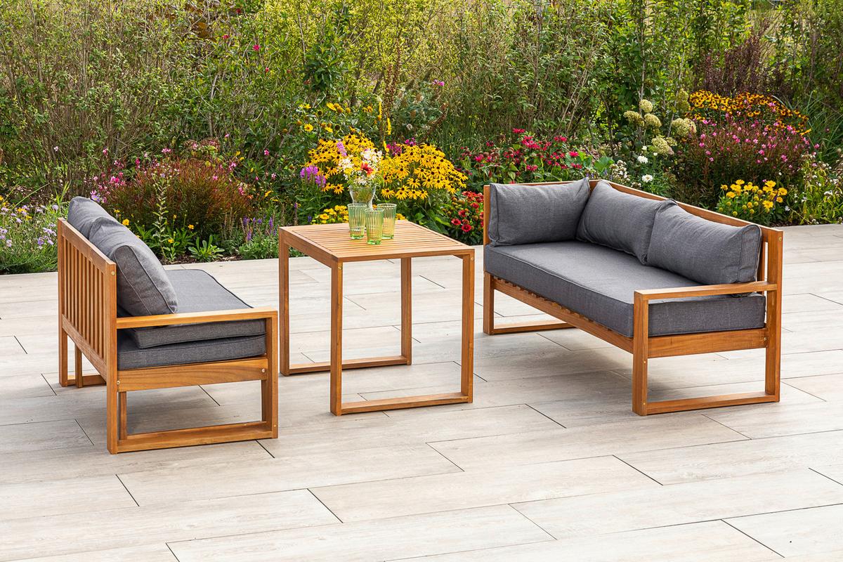 Lounge Garnitura Merida, Masivno - siva/naravne barve, Moderno, les (182/166/62,5cm) - Gardenson