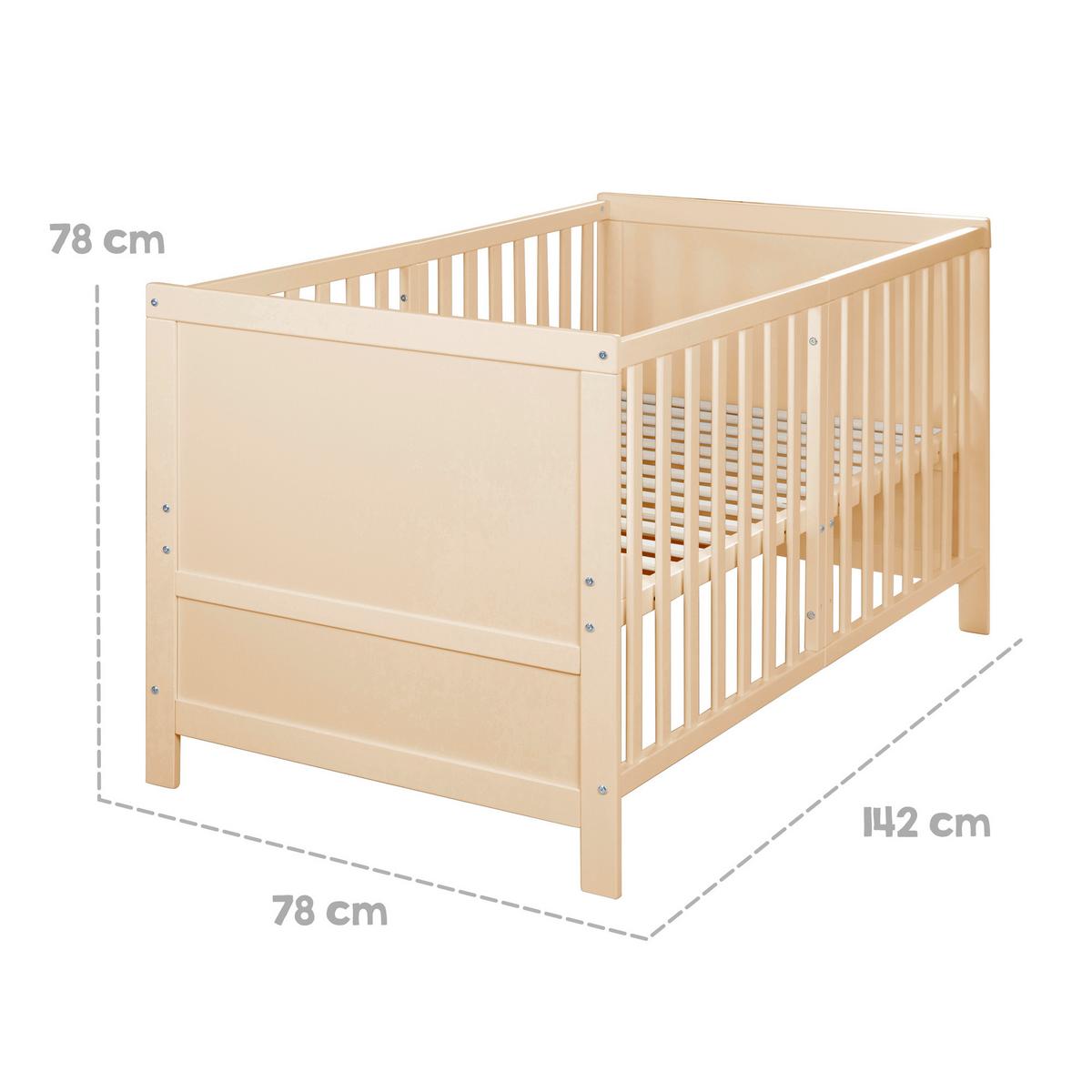 Rácsos Kiságy, Átalakítható Easy Sleep - világosbarna, Basics, faalapú anyag (78/78/142cm) - Roba