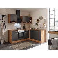 Eckküche Hilde ohne Geräte ca. 220x172 cm Grau, Wildeiche - Wildeiche/Grau, Basics, Holzwerkstoff/Metall (220/172cm) - Respekta