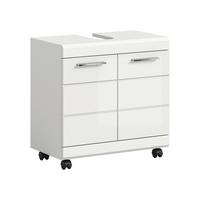 Waschbeckenunterschrank Scout Weiß/Weiß Hochglanz - Weiß Hochglanz/Silberfarben, Trend, Holzwerkstoff/Kunststoff (60/60/34cm) - MID.YOU
