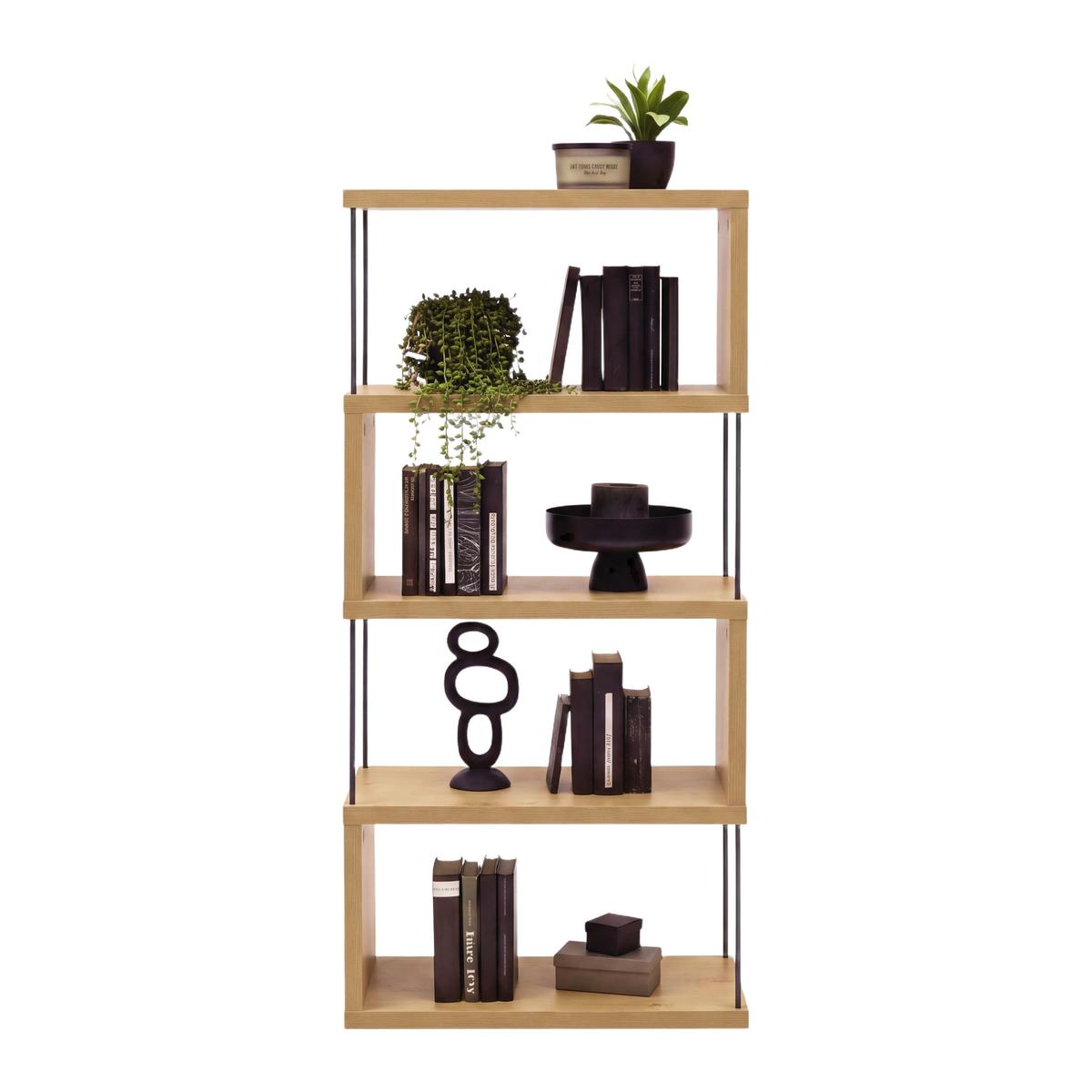 Polica Pinnar - hrast Artisan/crna, Moderno, drvni materijal/metal (66/136,5/33cm) - Modern Living