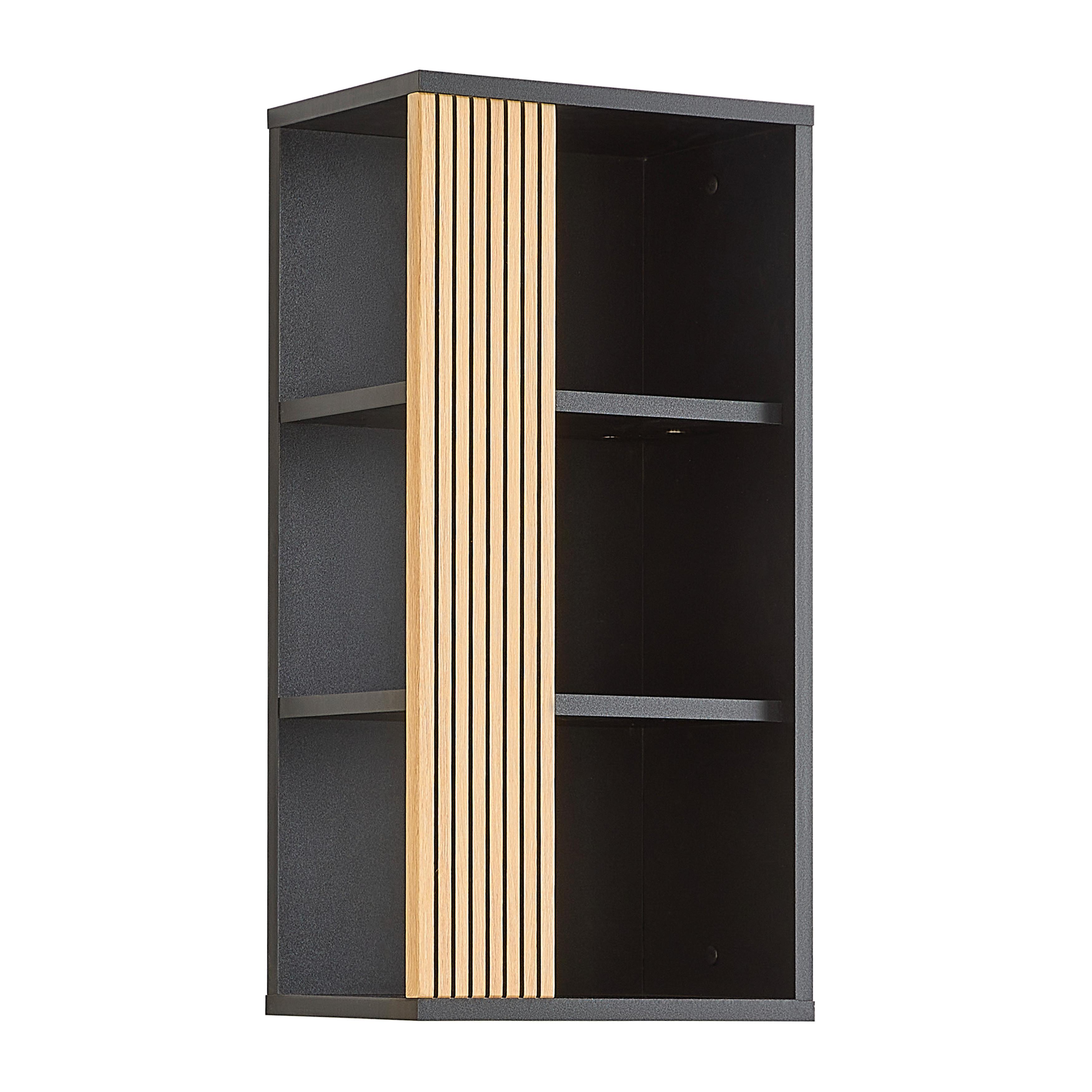 Oberschrank Venezia in Schwarz/Eichefarben - Eichefarben, LIFESTYLE, Holzwerkstoff (35/72/25cm) - Mömax