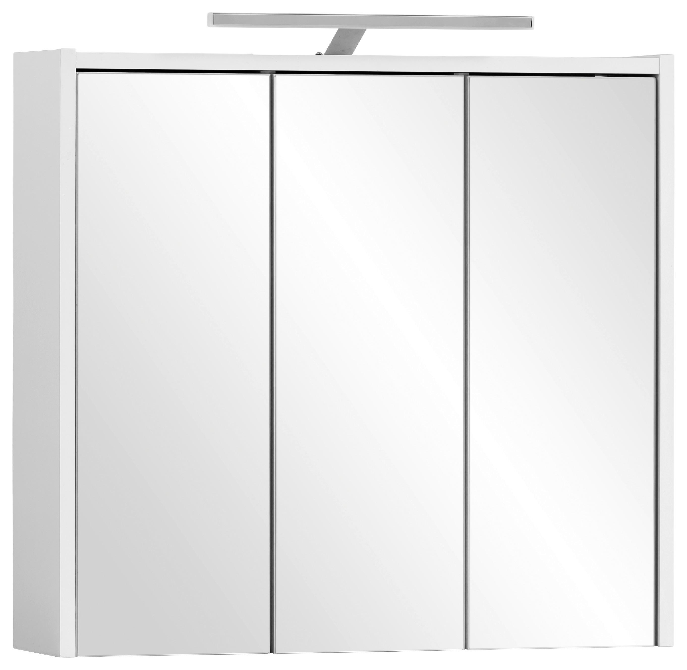 Spiegelschrank Dex Weiß mit LED 3-türig - Weiß, MODERN, Glas/Holzwerkstoff (65,0/64,0/16,0cm) - MID.YOU