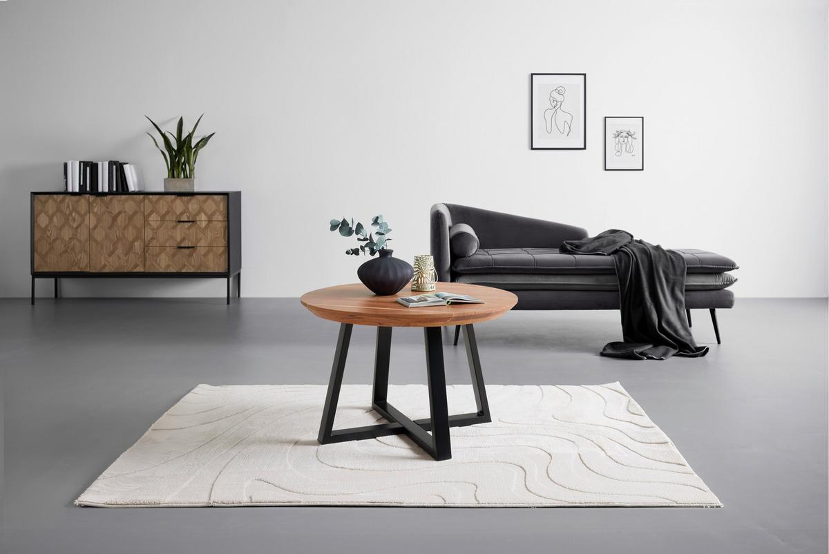 Klubska Miza Safara - črna/naravne barve, Natur, kovina/les (70/70/45cm) - Zandiara