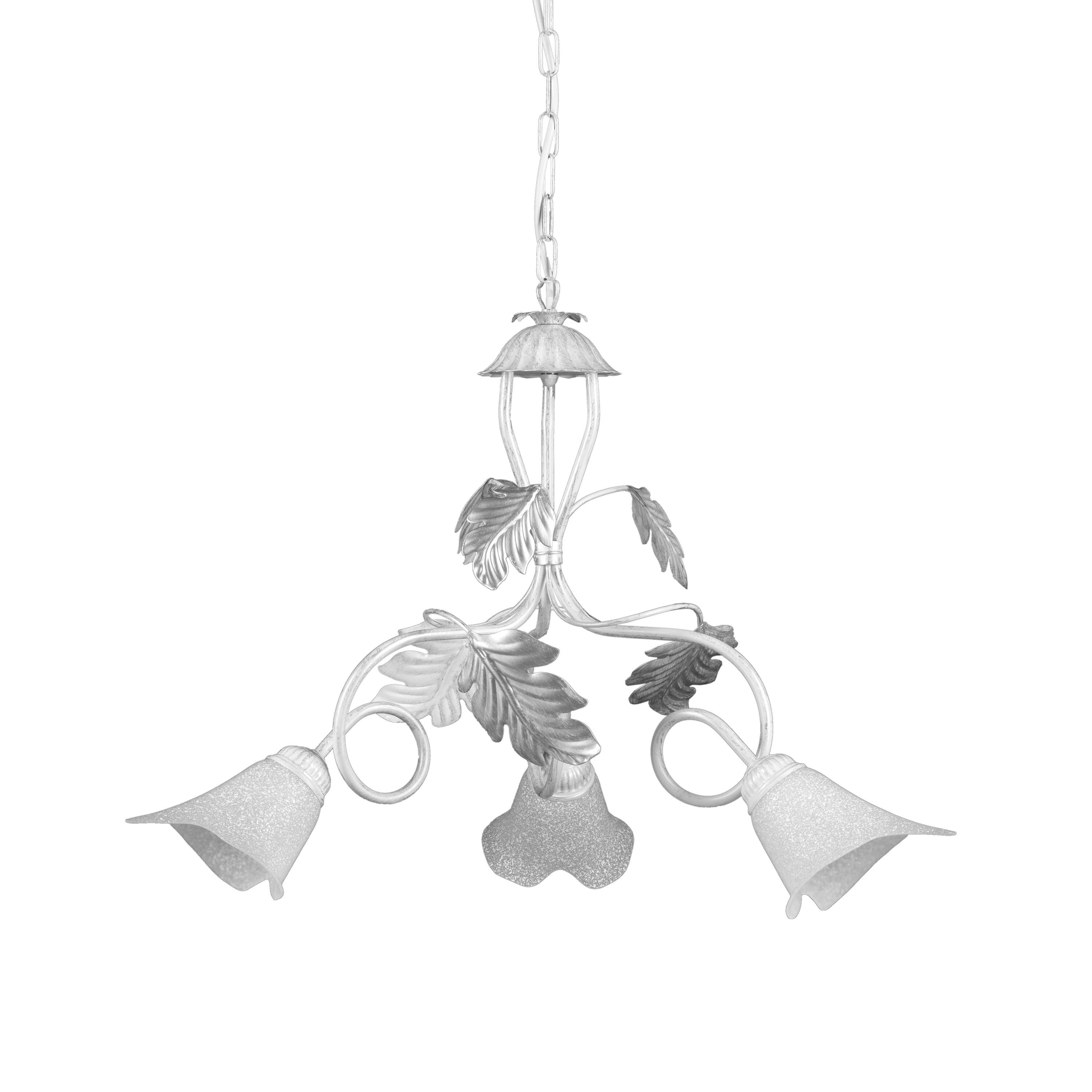 Kronleuchter Marilena Silber/Weiß max. 6 Watt - Silberfarben/Weiß, KONVENTIONELL, Glas/Metall (60/110cm)