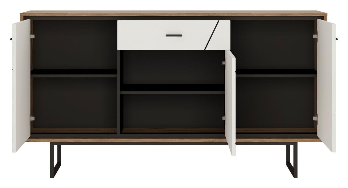 Komoda Brolo, Bela, Barva Hrasta - Moderno, kovina/umetna masa (167/90/40cm)