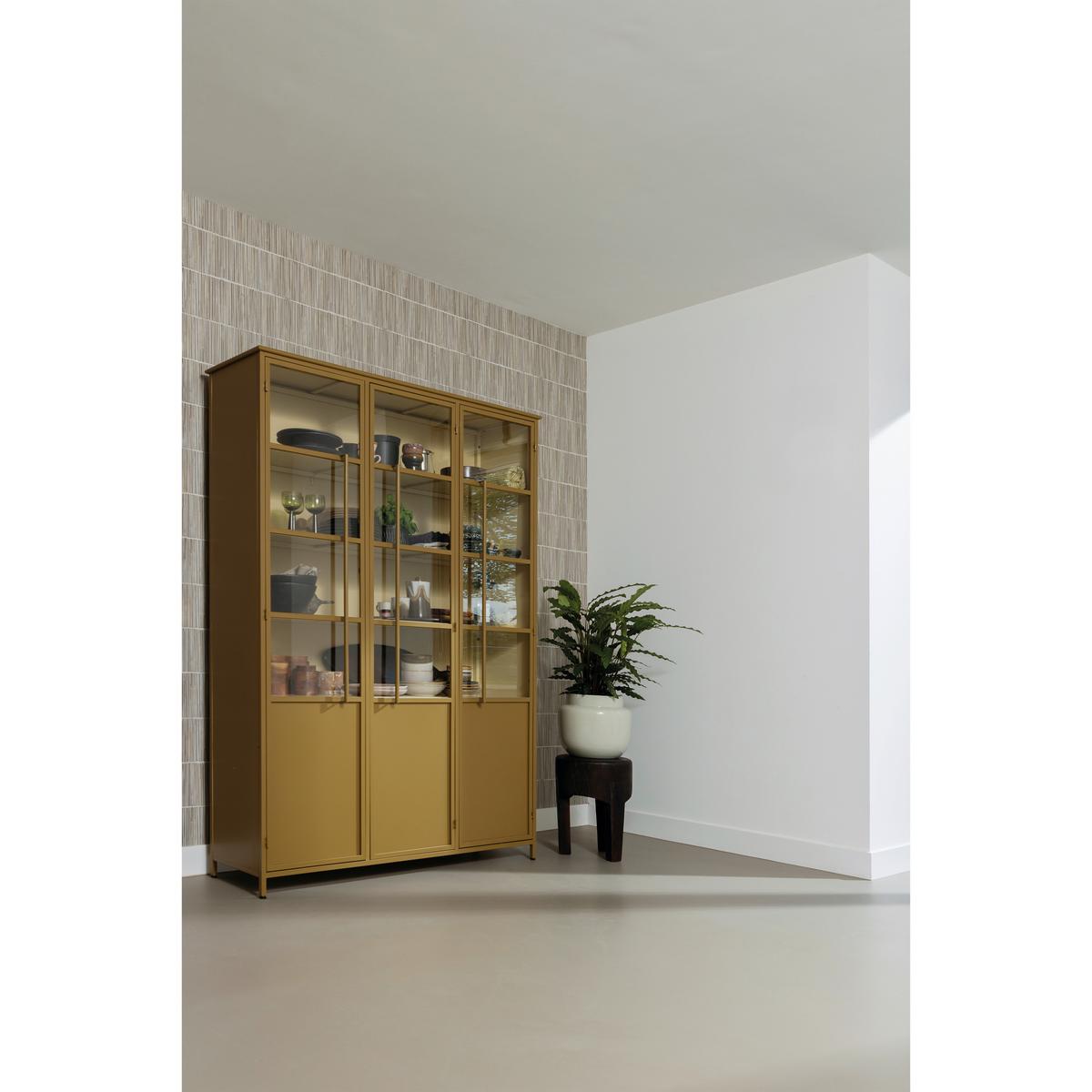 Vitrine Exhibit Honiggelb - Honig, Design, Glas/Metall (140/200/40cm) - Livetastic