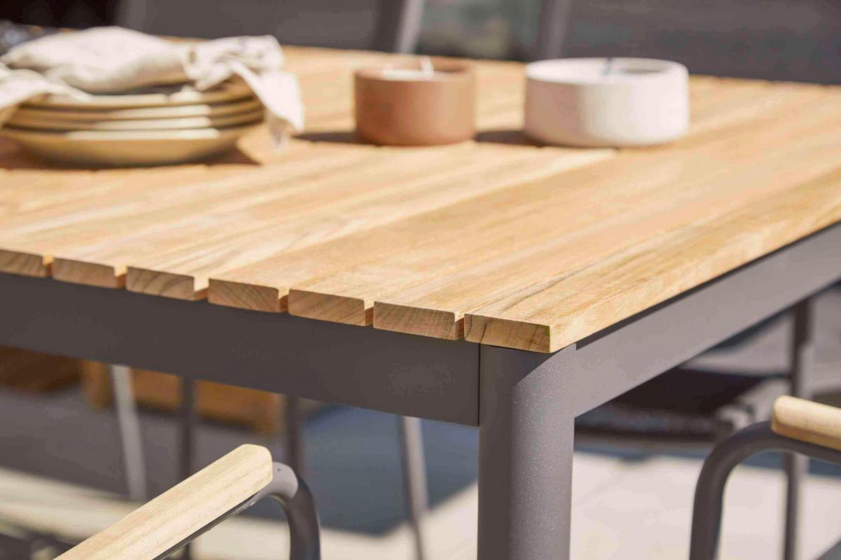 Gartentisch Mood Teakholz/Anthrazit - Anthrazit/Teakfarben, KONVENTIONELL, Holz/Metall (167,5/100/74cm) - Gardenson