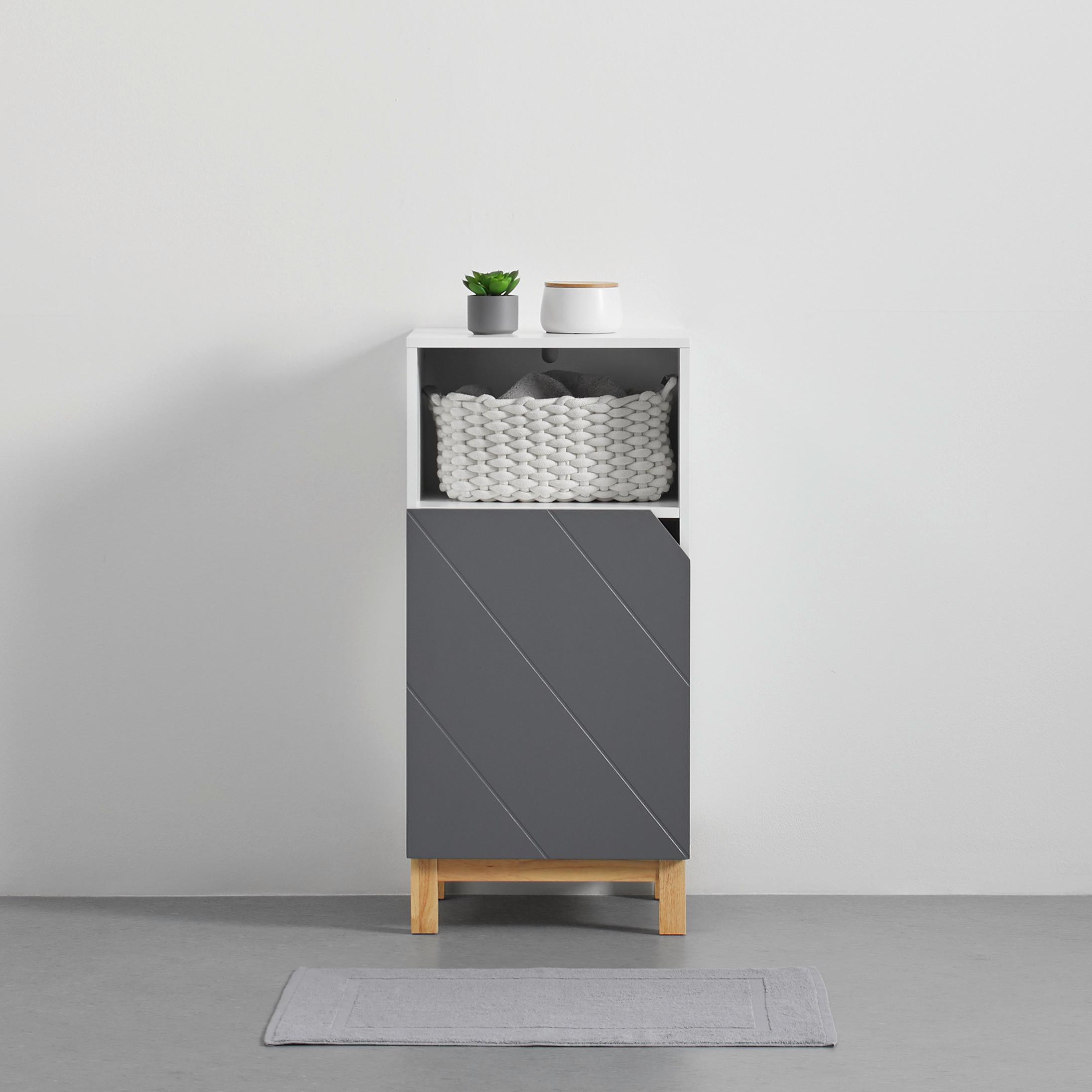Unterschrank Rocco Grau ca. 42,6x90x35 cm - Naturfarben/Weiß, MODERN, Holz (42,6/90/35cm) - Bessagi Home