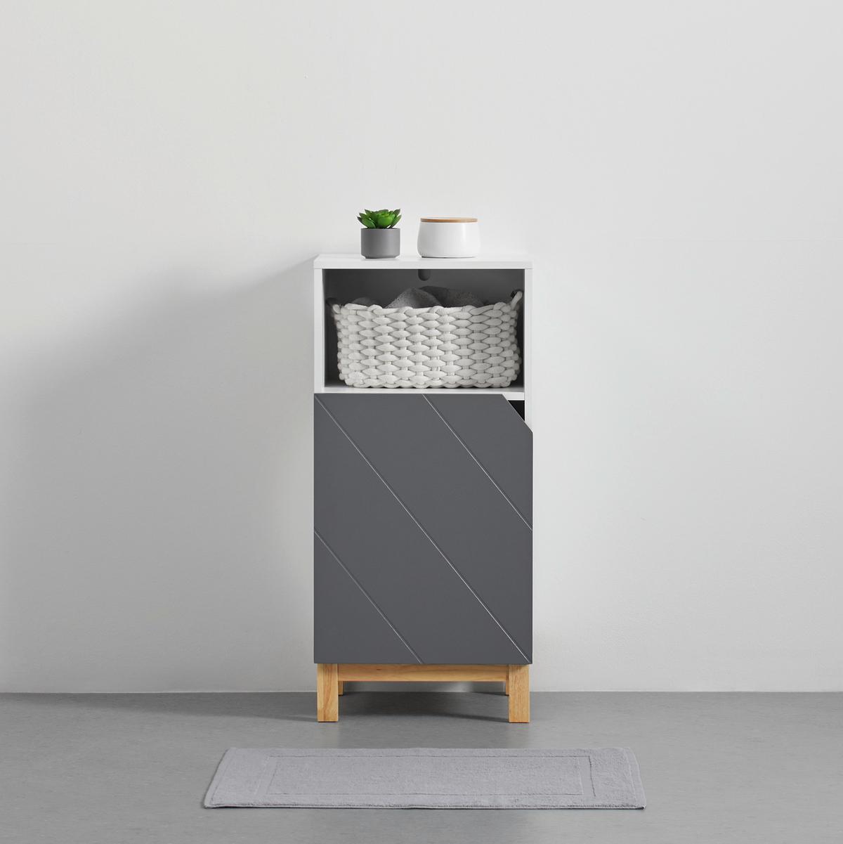 Unterschrank Rocco Grau ca. 42,6x90x35 cm - Naturfarben/Weiß, MODERN, Holz (42,6/90/35cm) - Bessagi Home