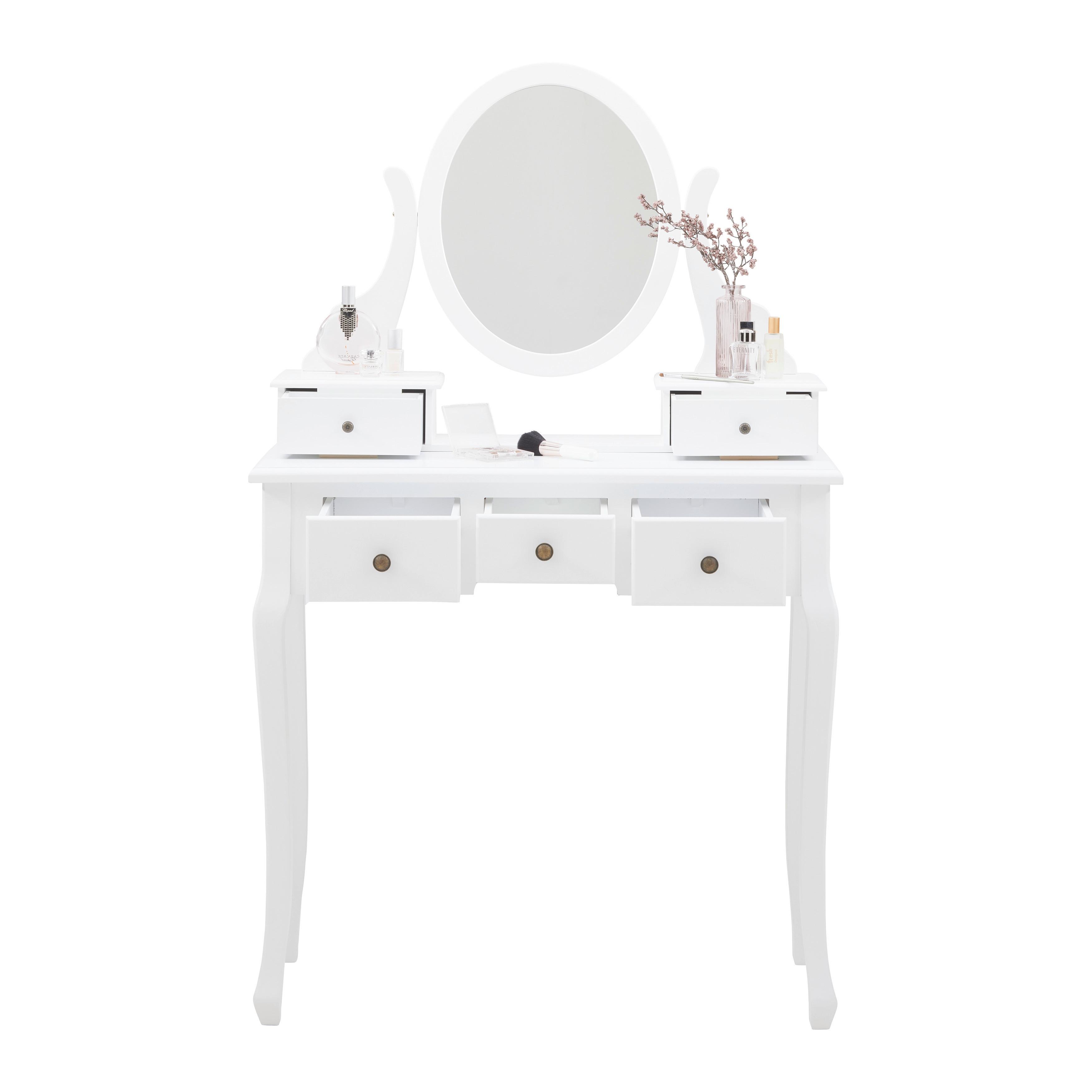 Schminktisch Sara II Weiß - Bronzefarben/Weiß, ROMANTIK / LANDHAUS, Glas/Holz (80/130/40cm) - Mömax