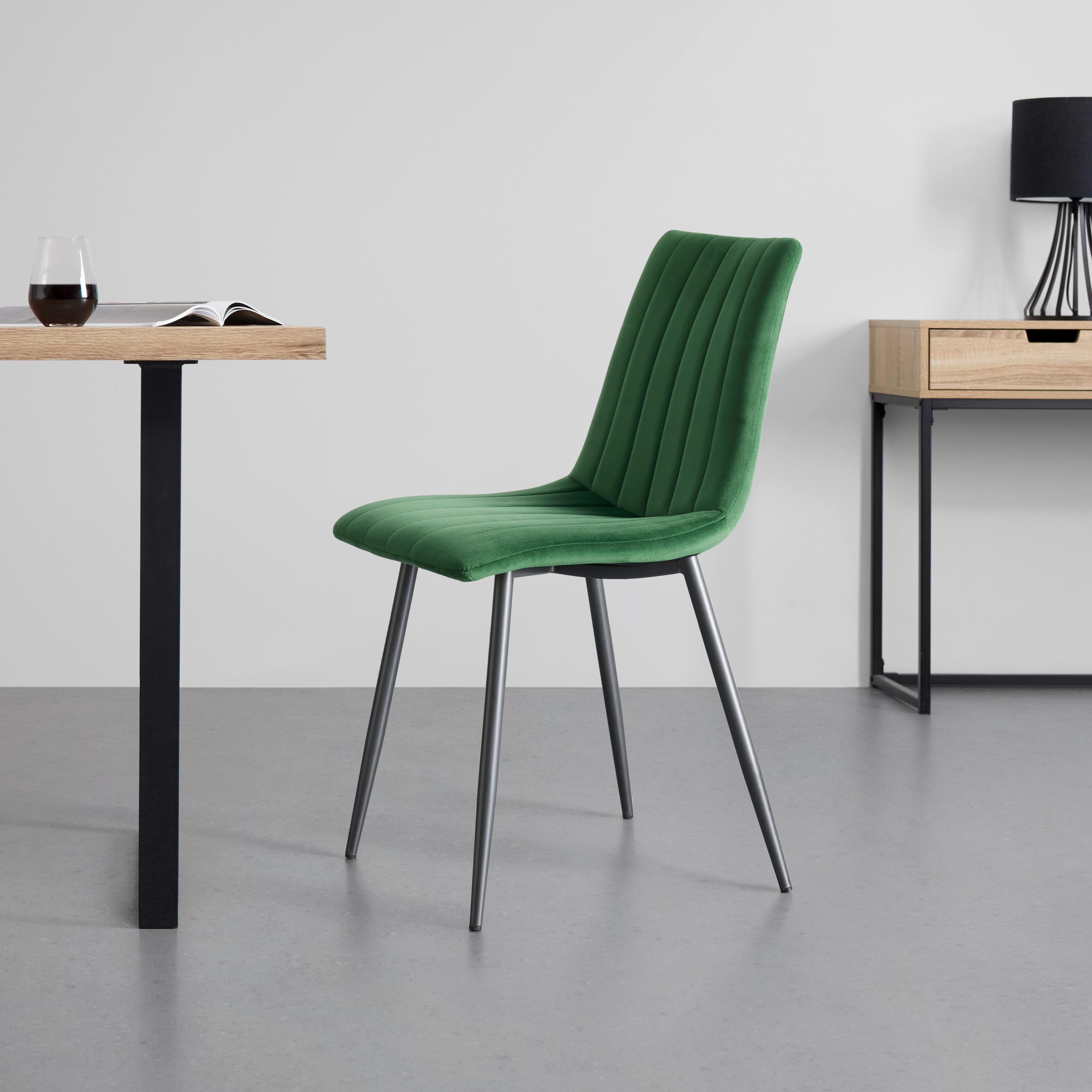 Stol Lisa, Zelena - zelena/antracit, Trendi, kovina/tekstil (45/88/56cm) - Mömax